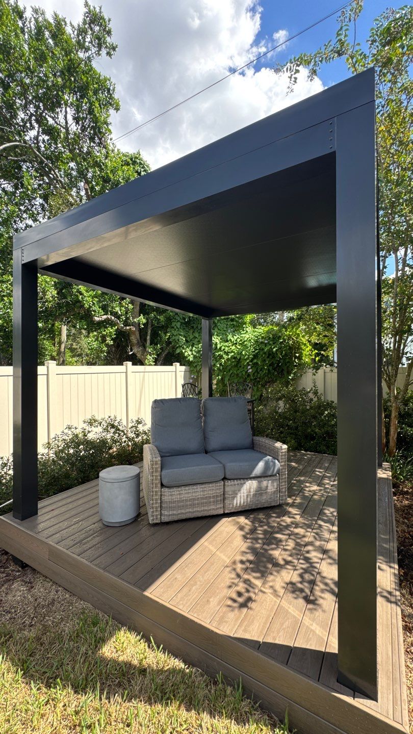 Custom Aluminum Pergola with Deckorators Composite Decking by Orlando pergolas