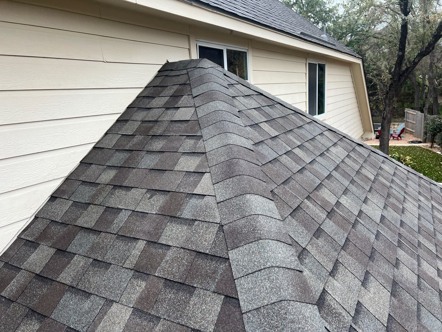 Roof replaced due to age by Oakwood Roofing and Construction, LLC