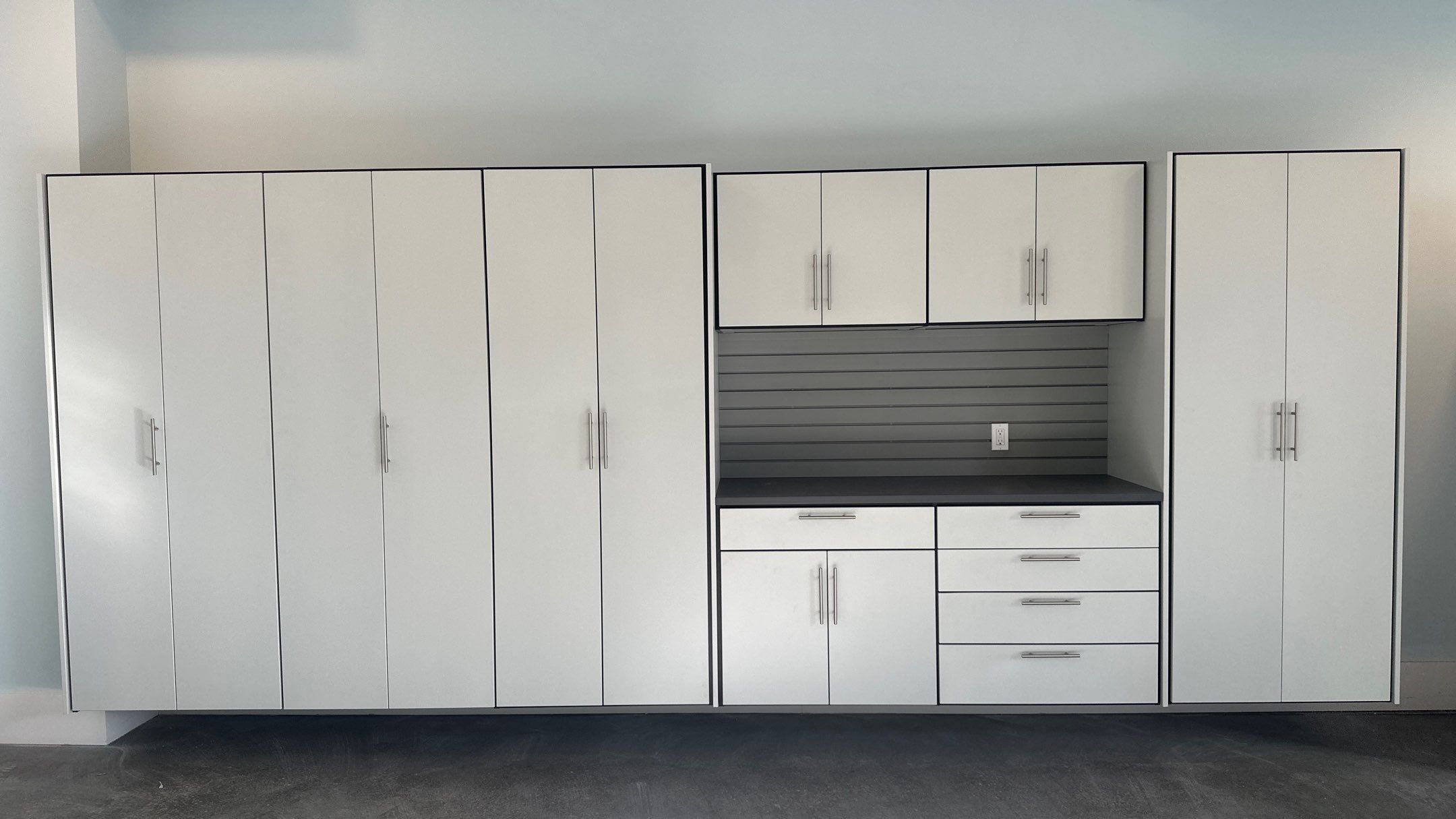 Bryon V. upgrades garage with cabinets and heavy duty slatwall by Banner Garage