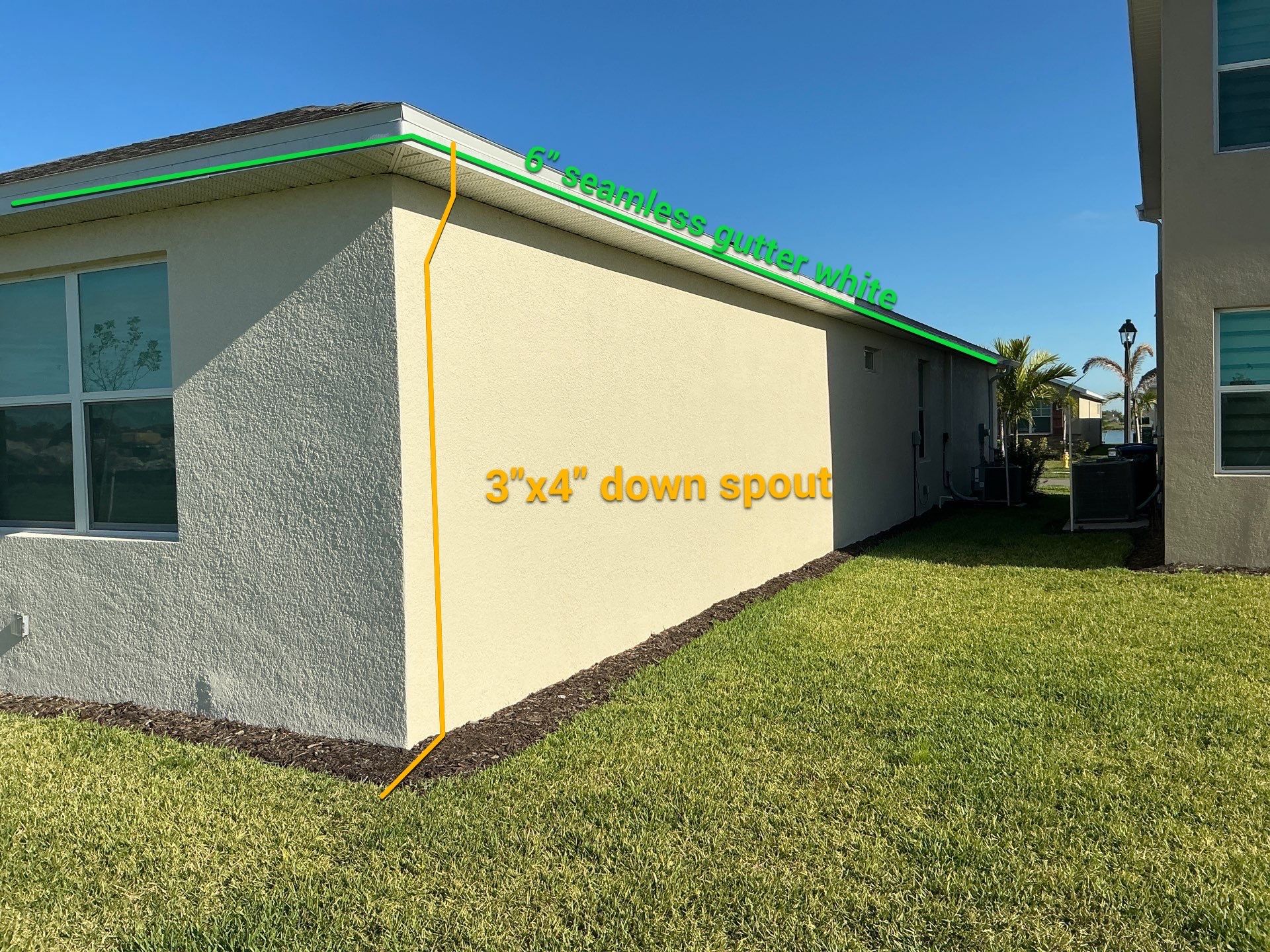Aluminum Seamless Gutters using 3X4 Elbow Downspout in Cape Coral FL by Gutter Professors