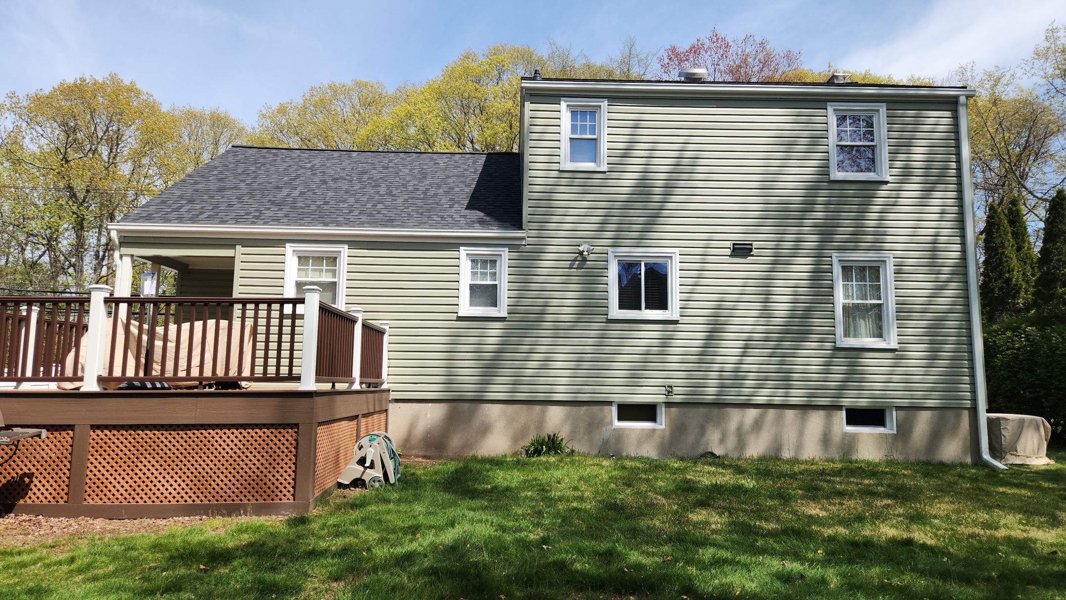 Refreshing siding upgrade with Cert Cedar Impressions D/7 straight bottom perfection, Cypress and Cert Monogram D/5 Dutchlap, Cypress by DiGiorgi Roofing and Siding Inc