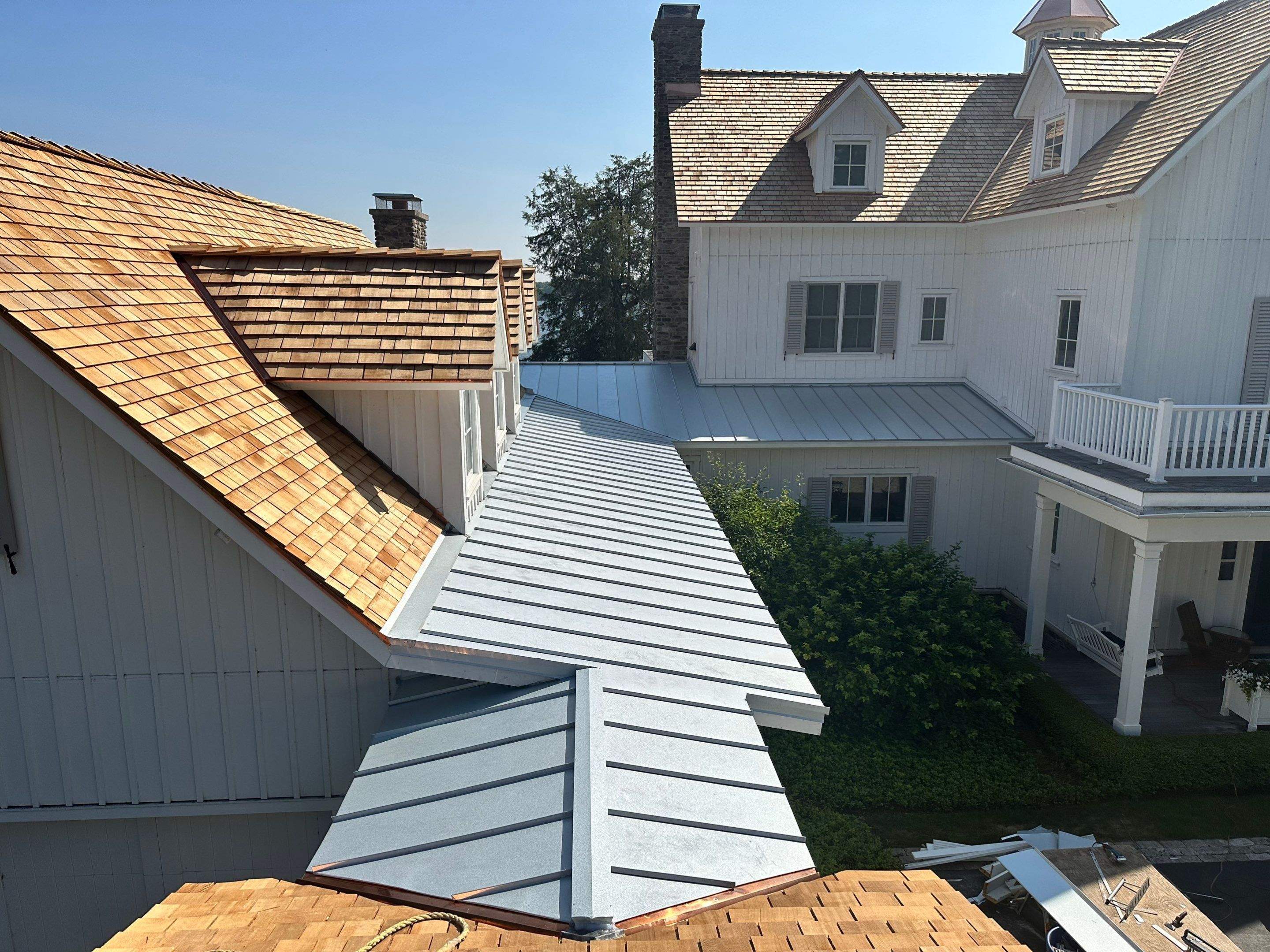 Cedar Shake Roof Replacement with Half Round Gutter Installation by Custom Installations