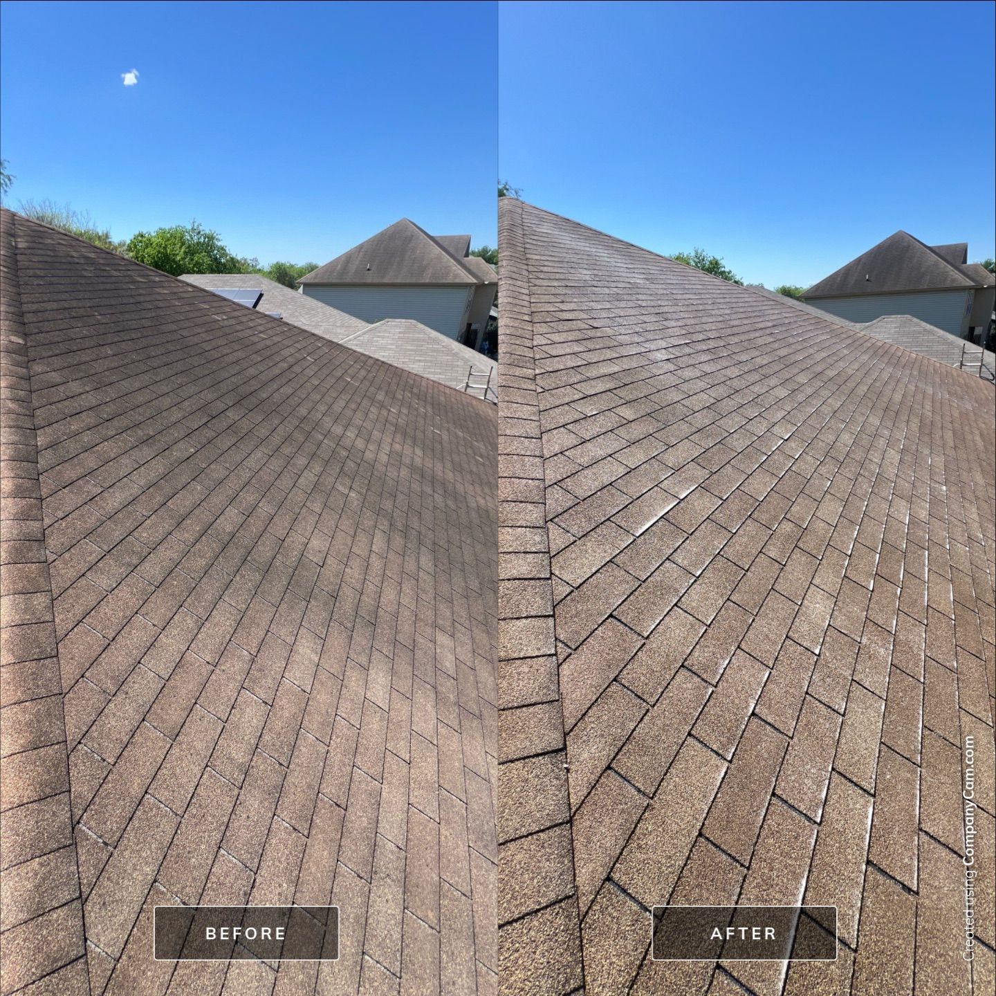 Shingle Roof Wash Project in San Antonio by Bright Choice