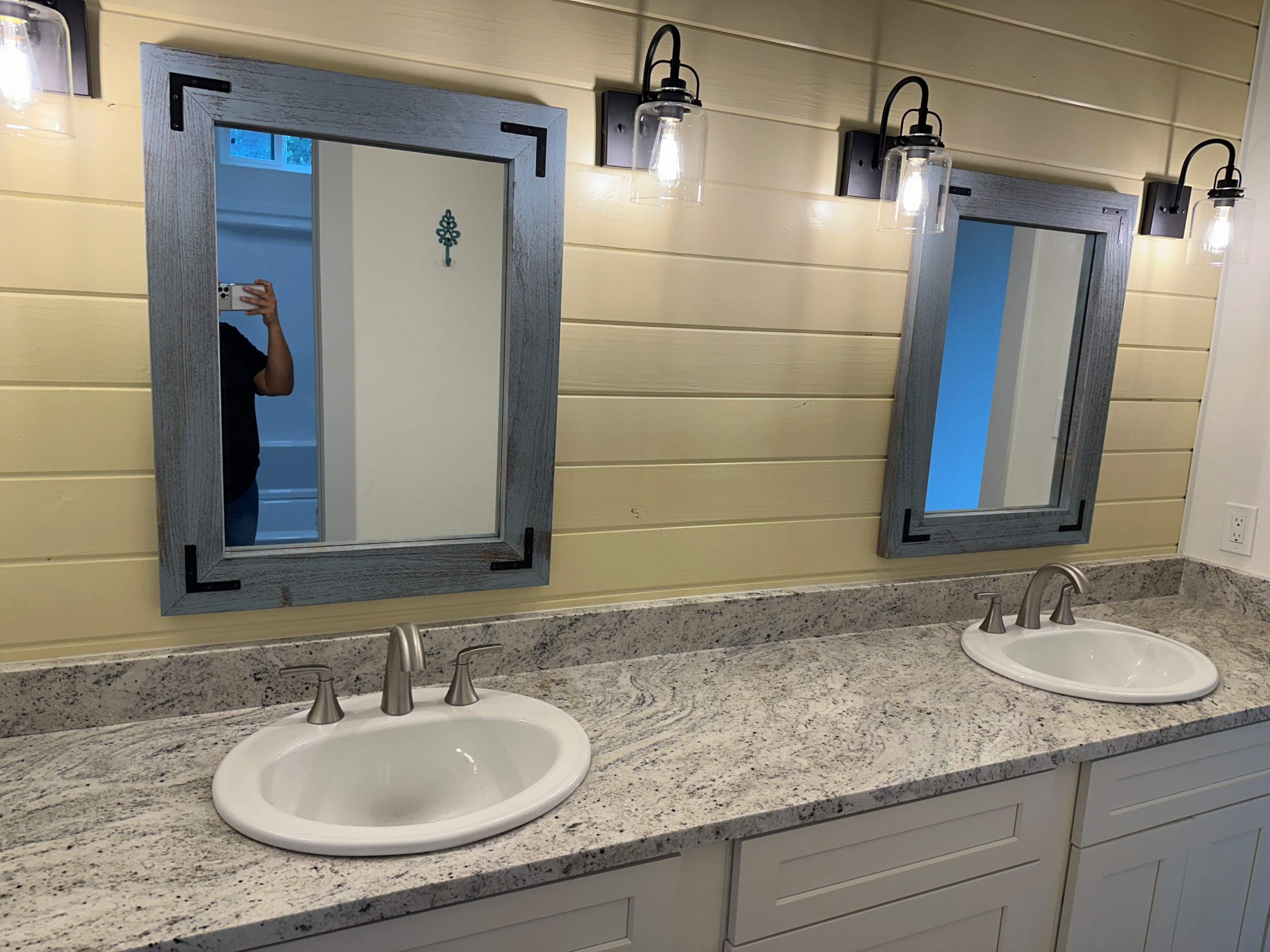 Antique shaker cabinets and granite kitchen and bathroom installation by Mena stone surfaces