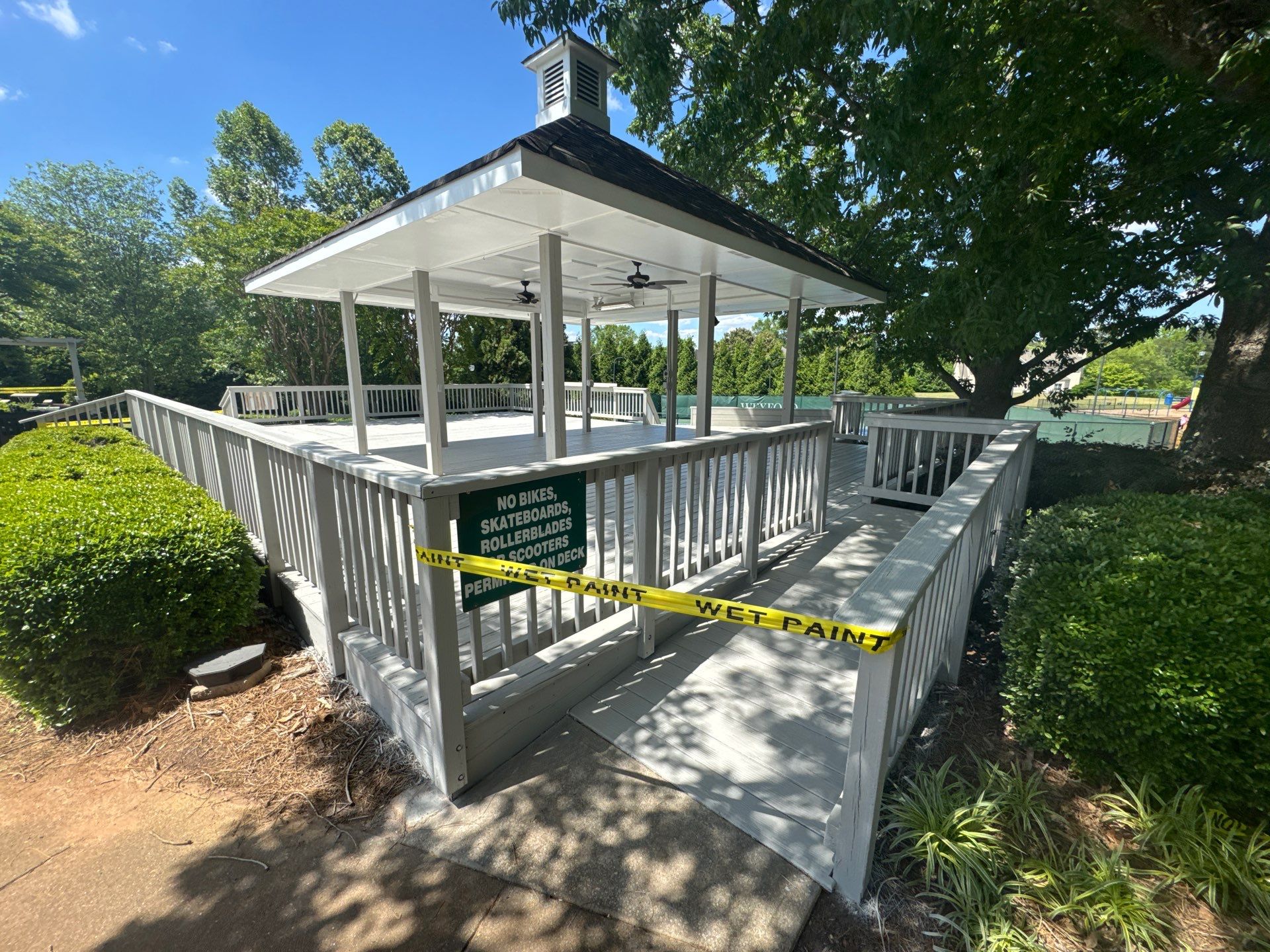 Exterior Deck and Pavilion Painting for Wexford Tennis Club in Roswell by Swift Home Renovations