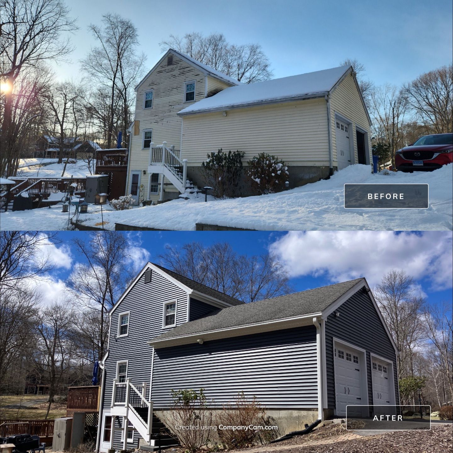 Outstanding Siding Transformation with Cert. Monogram D/4 x 12'6" clapboard, Smoky Gray by DiGiorgi Roofing and Siding Inc