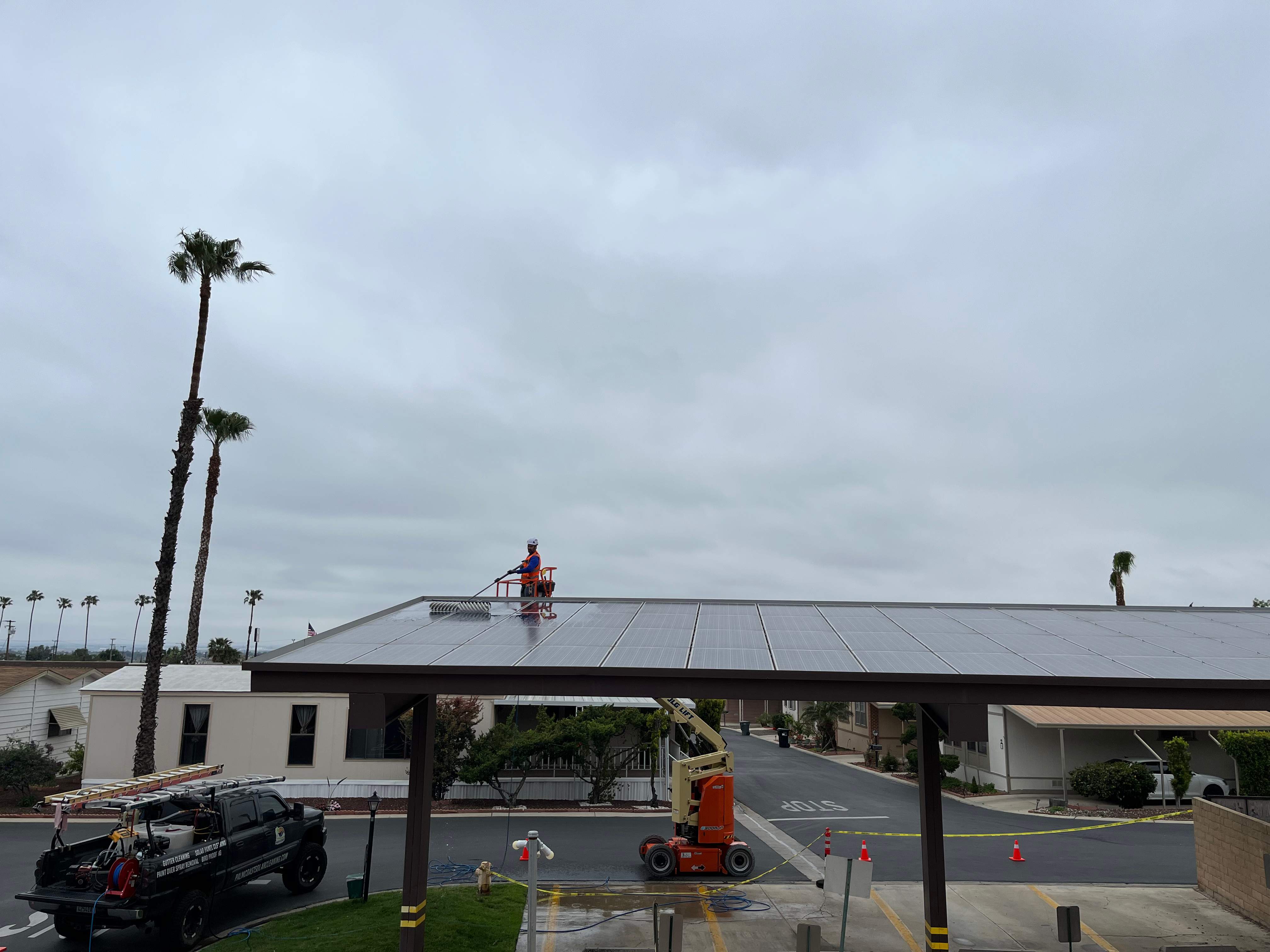 Carport Solar Panel Cleaning in Rowland Heights by Palm Coast Solar Cleaning