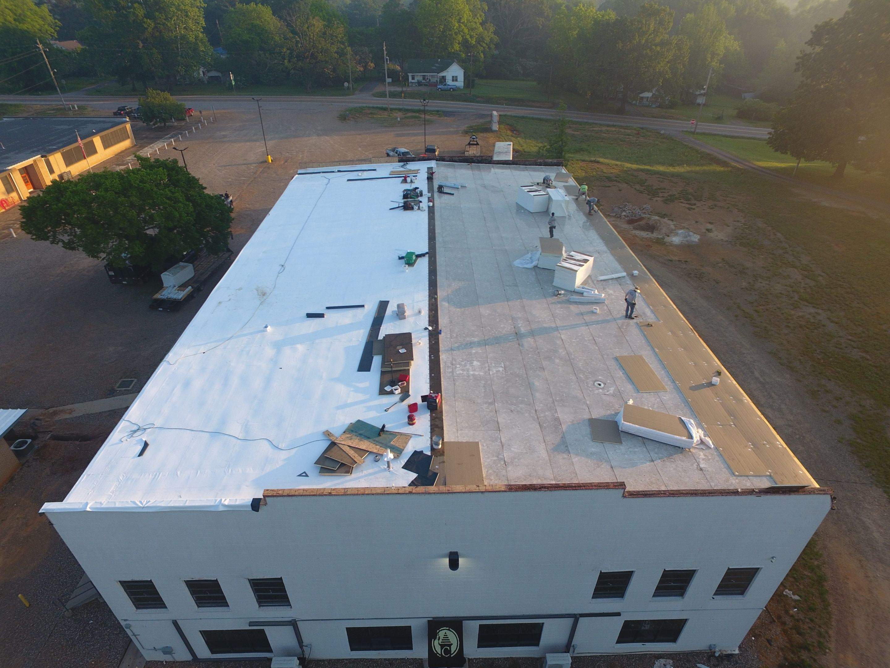 Commercial Roofing Installation using 50 mil PVC by Hostetler Roofing