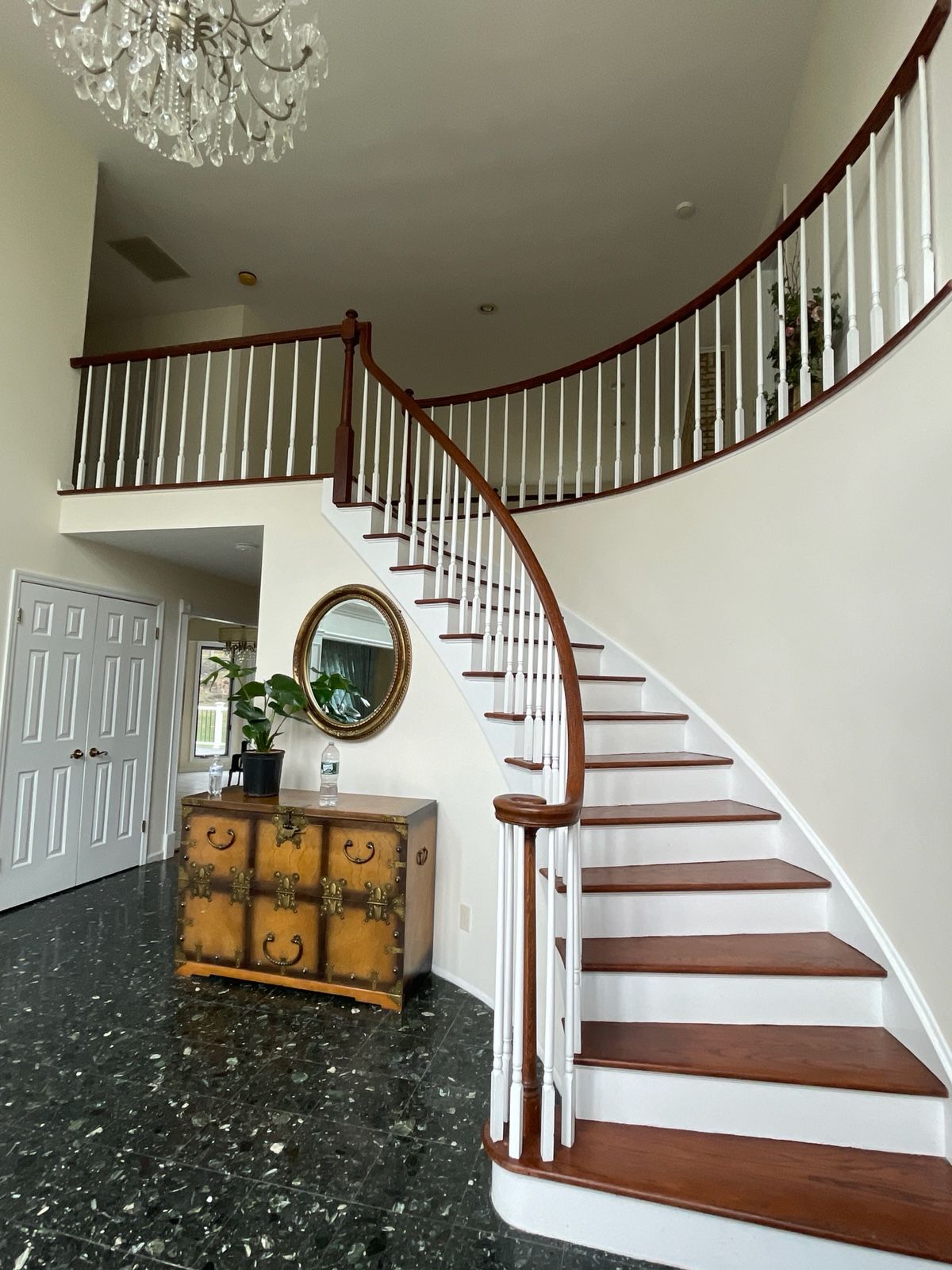 Red Oak refinished with DuraSeal Jacobean Stain and Bona Semi Gloss by Footprints Floors Morristown