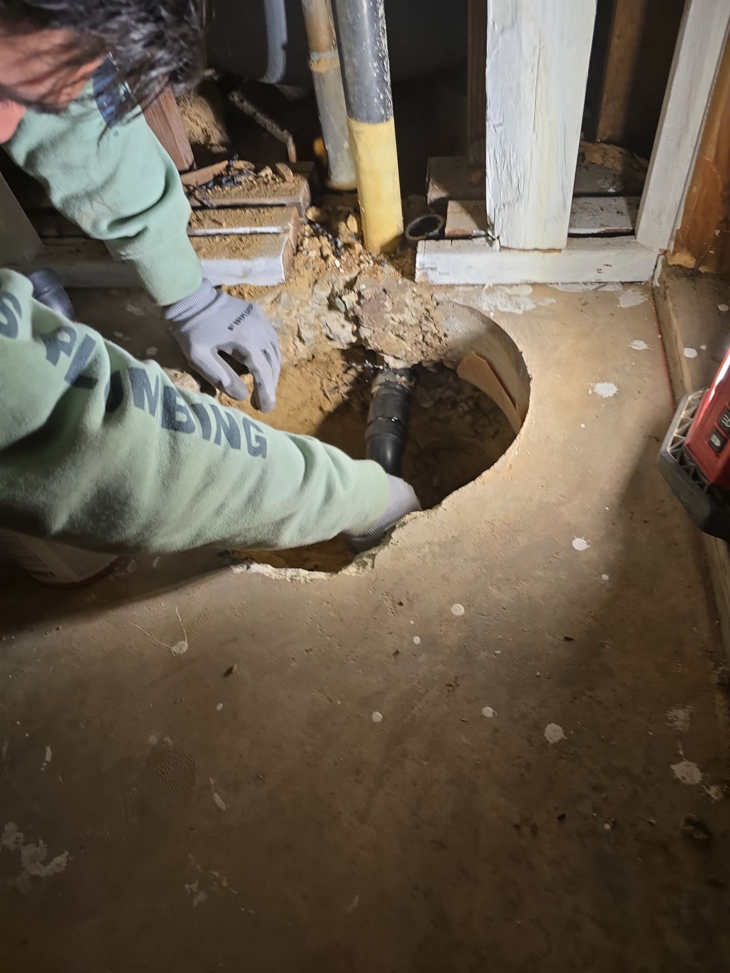 Shower Tub Installation with Underground Plumbing by Us Plumbing 