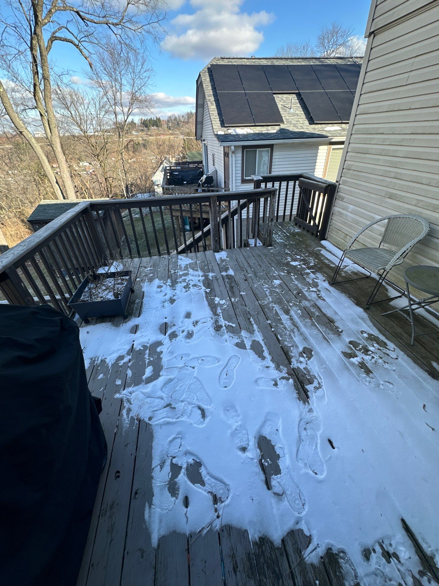 Custom Composite Deck and Wood-Plank Stamped Concrete Patio in Pittsburgh by Cousins Roofing Siding & Decks