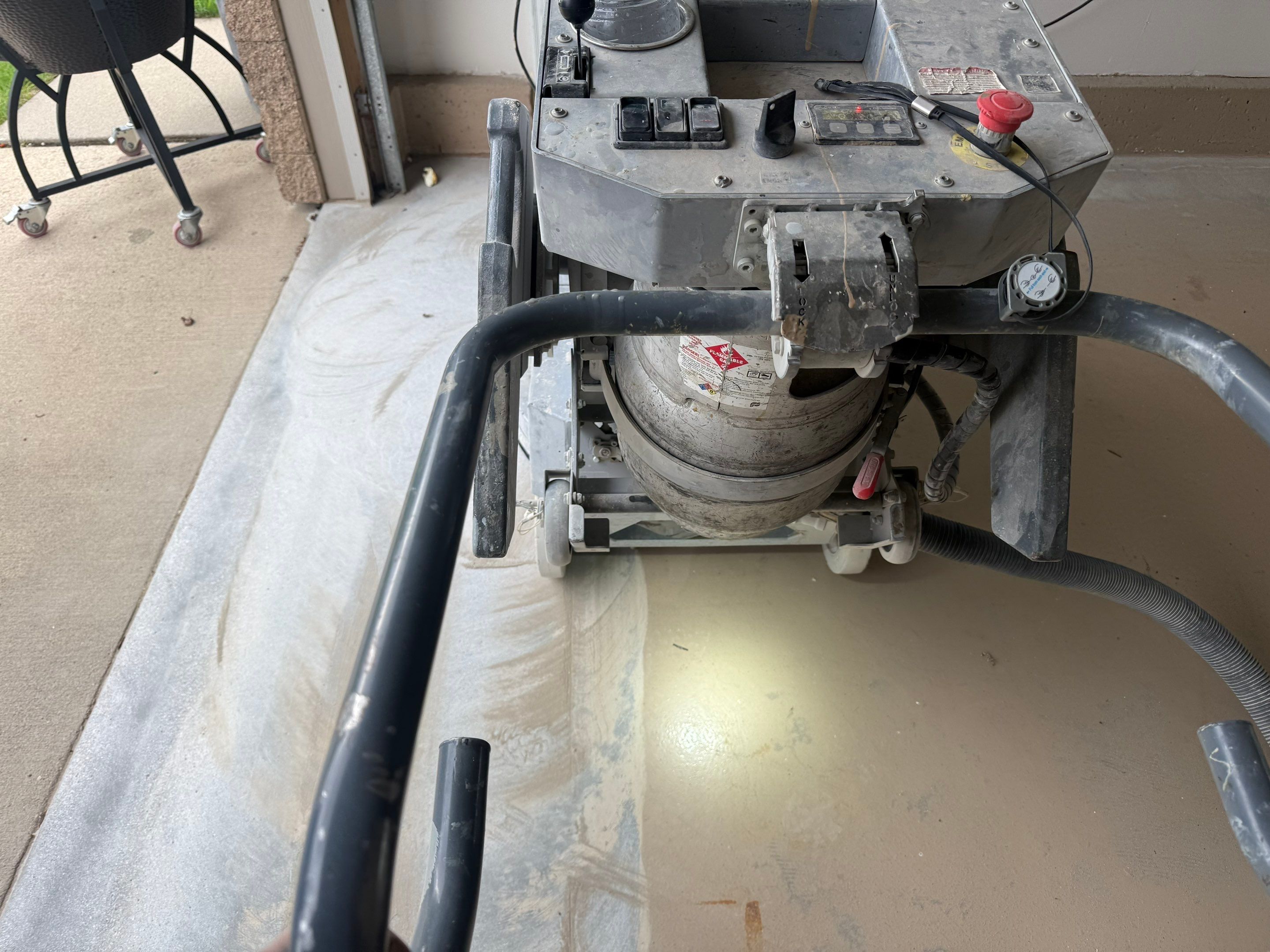 Residential Garage Floor Coating with Grey Speckled Epoxy Finish by Select Painting, Coatings & Garage Cabinets