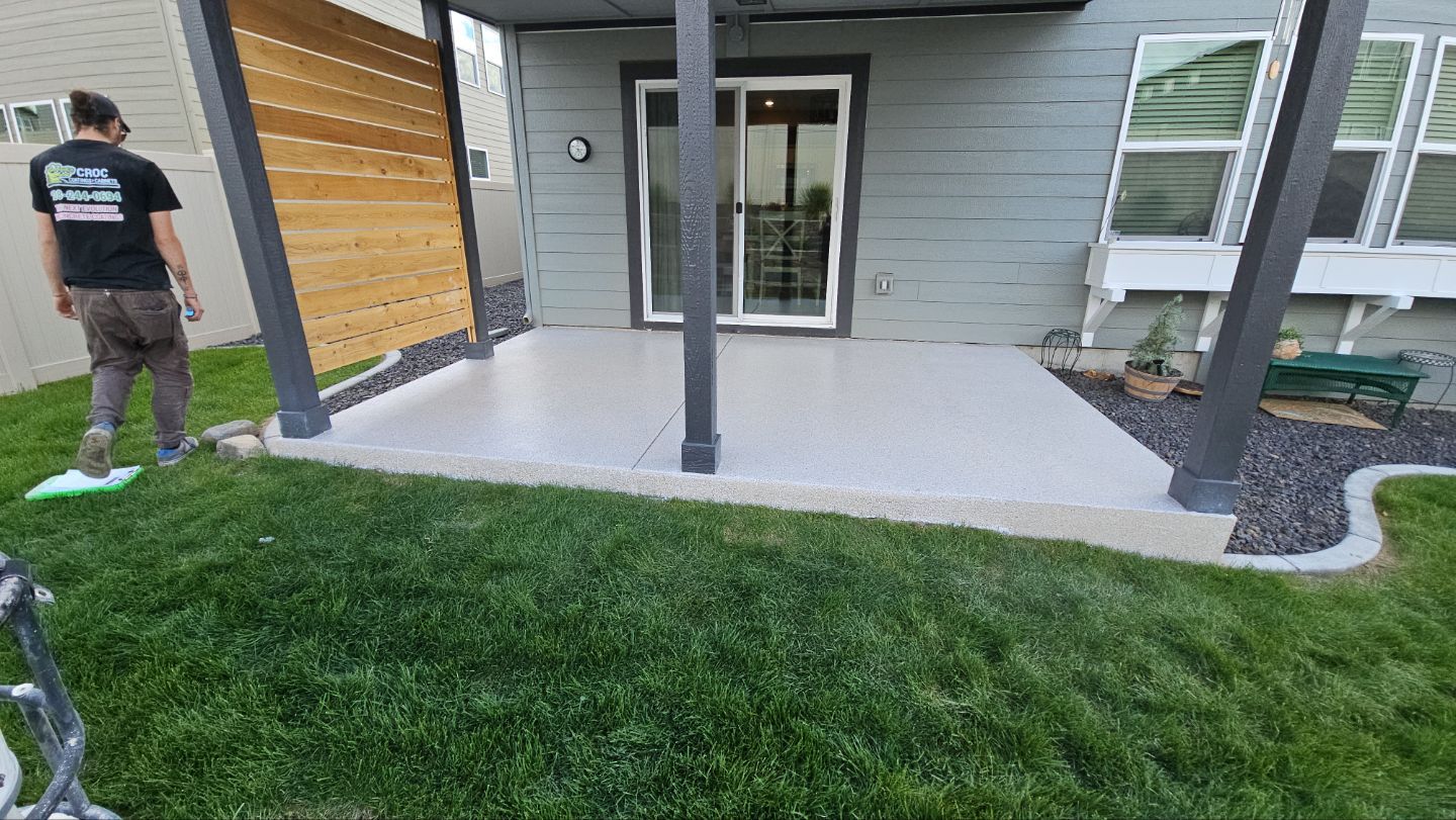 Patio Transformation using Sandstone by Croc Coatings, LLC