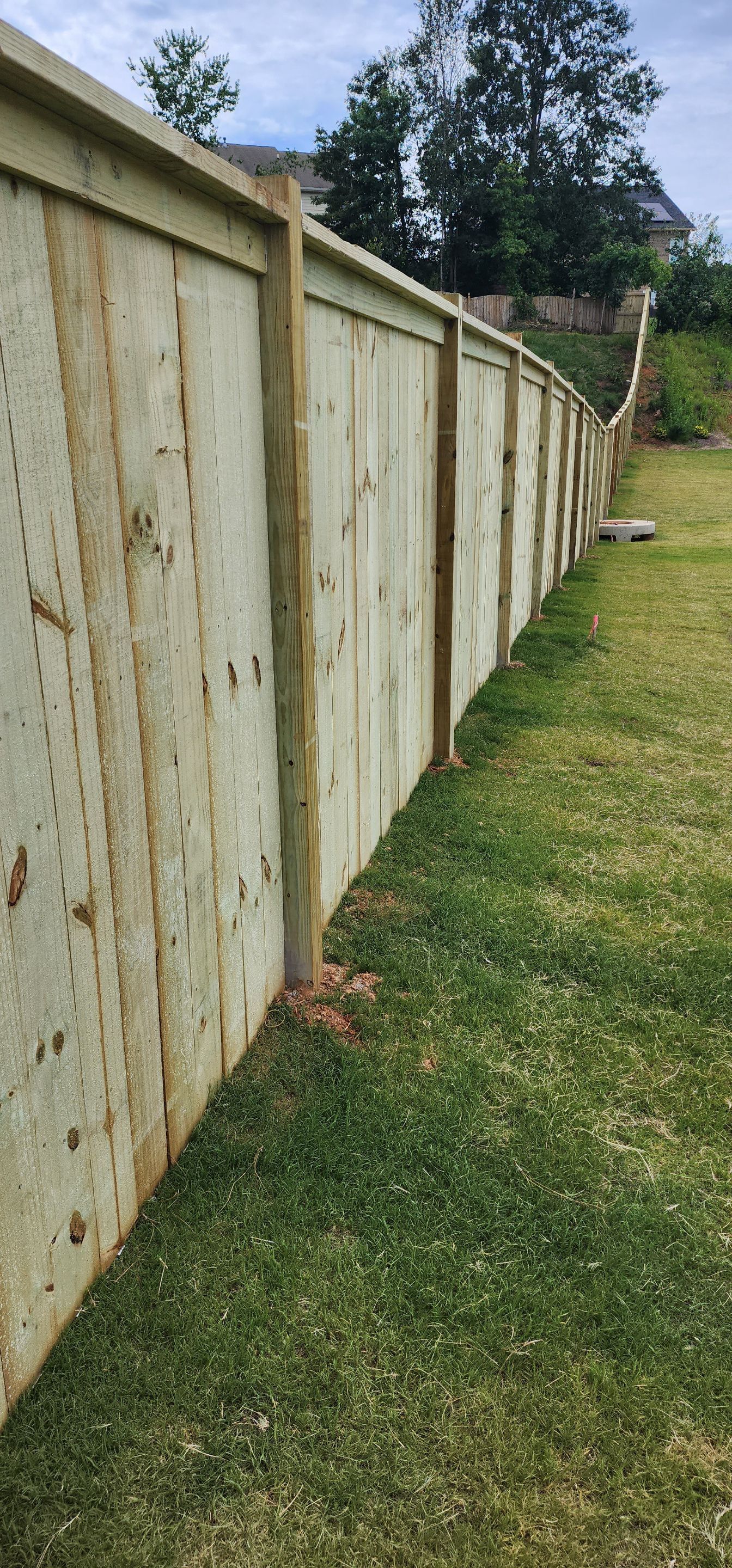 Fence Installation of Capped Wood Privacy by Titans of Timber Fence & Stain