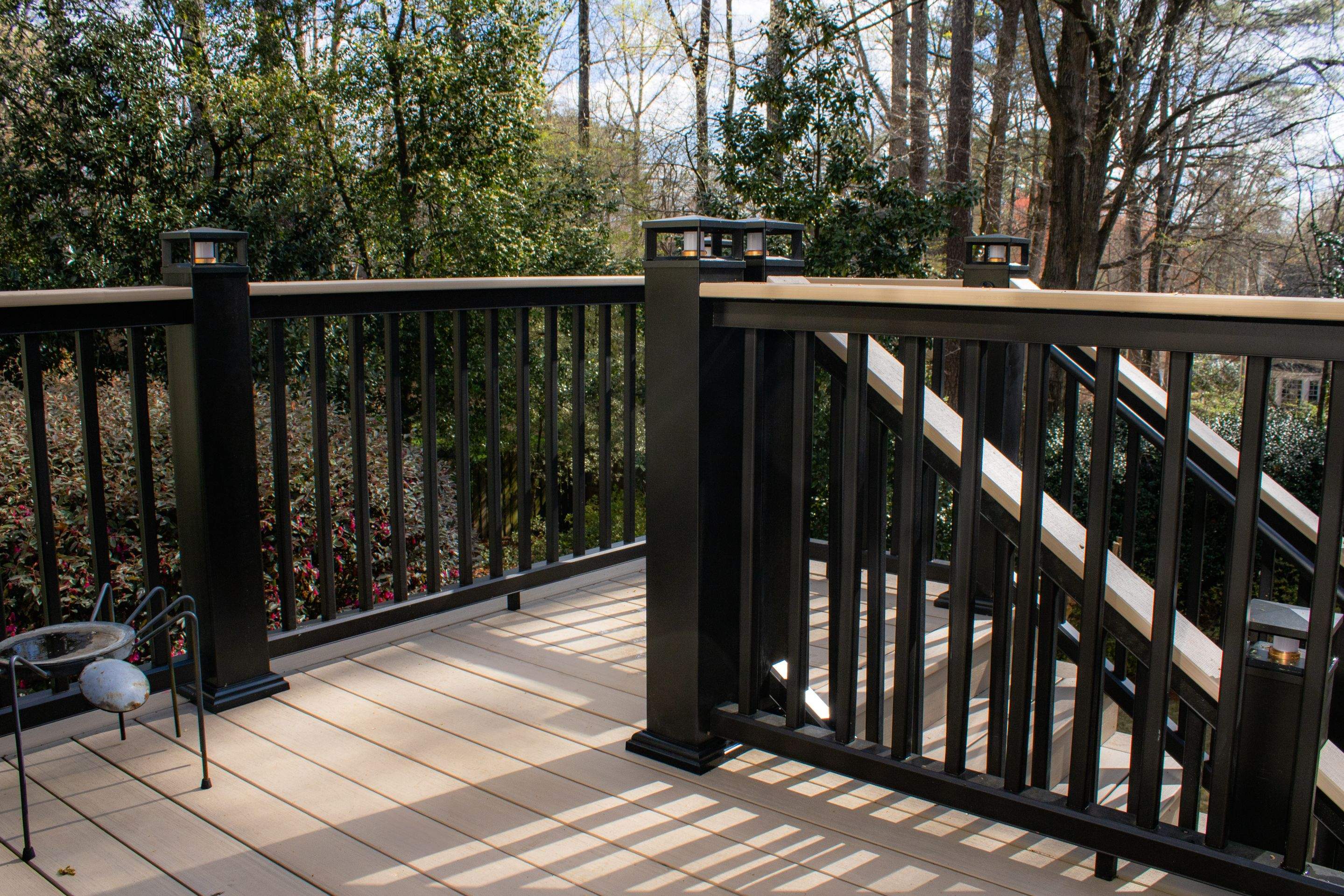 Deck Resurface and Screened-In Porch Build with Timbertech LED Lantern Post Cap Lights by Nelson Exteriors