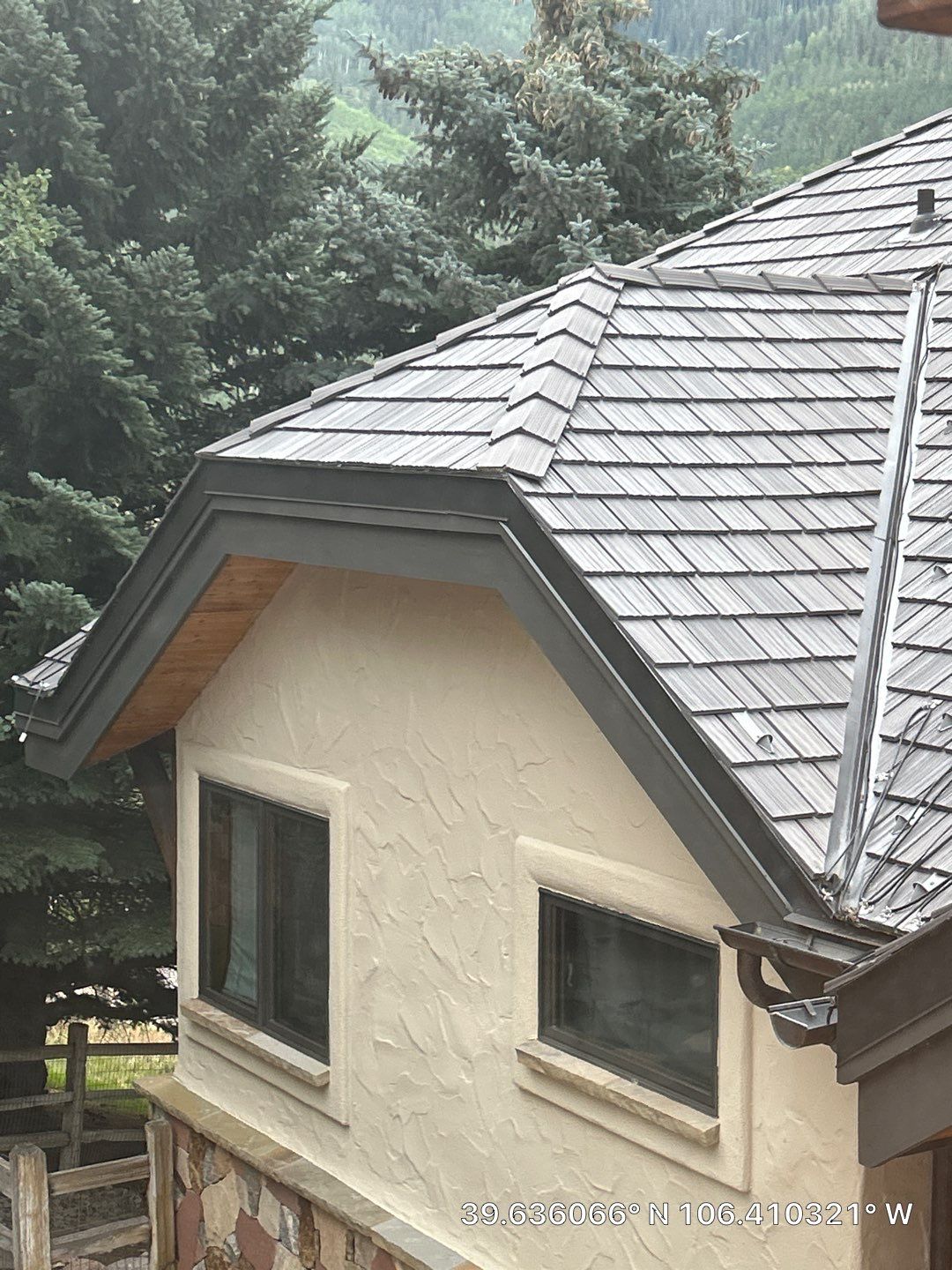 Vail Mountain Home Metal Roofing and Stucco Exterior Project by CompanyCam Sales Demo