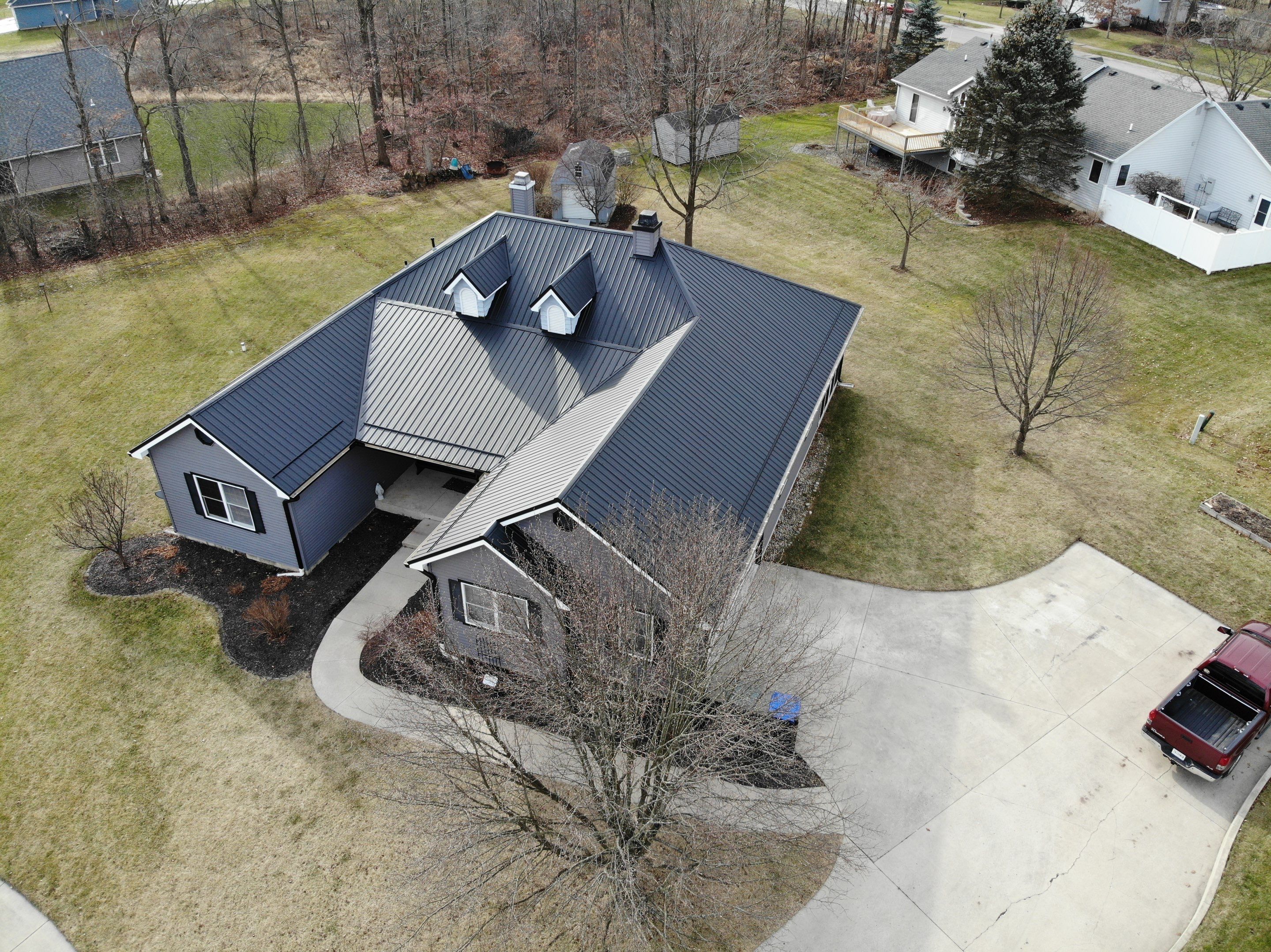 Black Frost Exposed Fastener Metal Roof in Fort Wayne, Indiana by 4Ever Metal Roofing