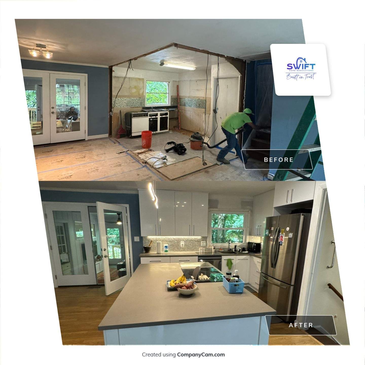 Modern Kitchen Remodeling with Large Central Island in Doraville by Swift Home Renovations
