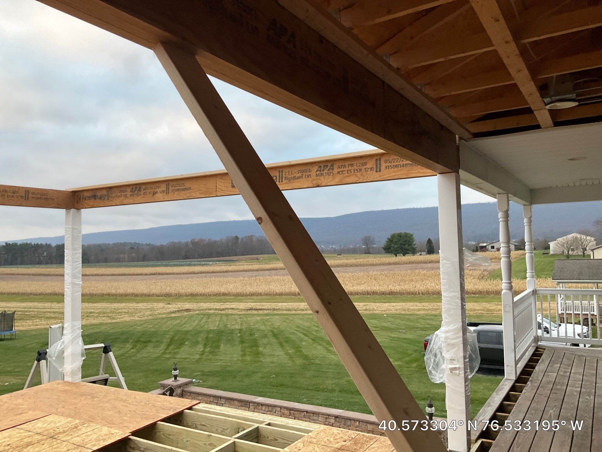 Covered Deck Addition With Custom Gable Roof in Tower City by Esh Builders