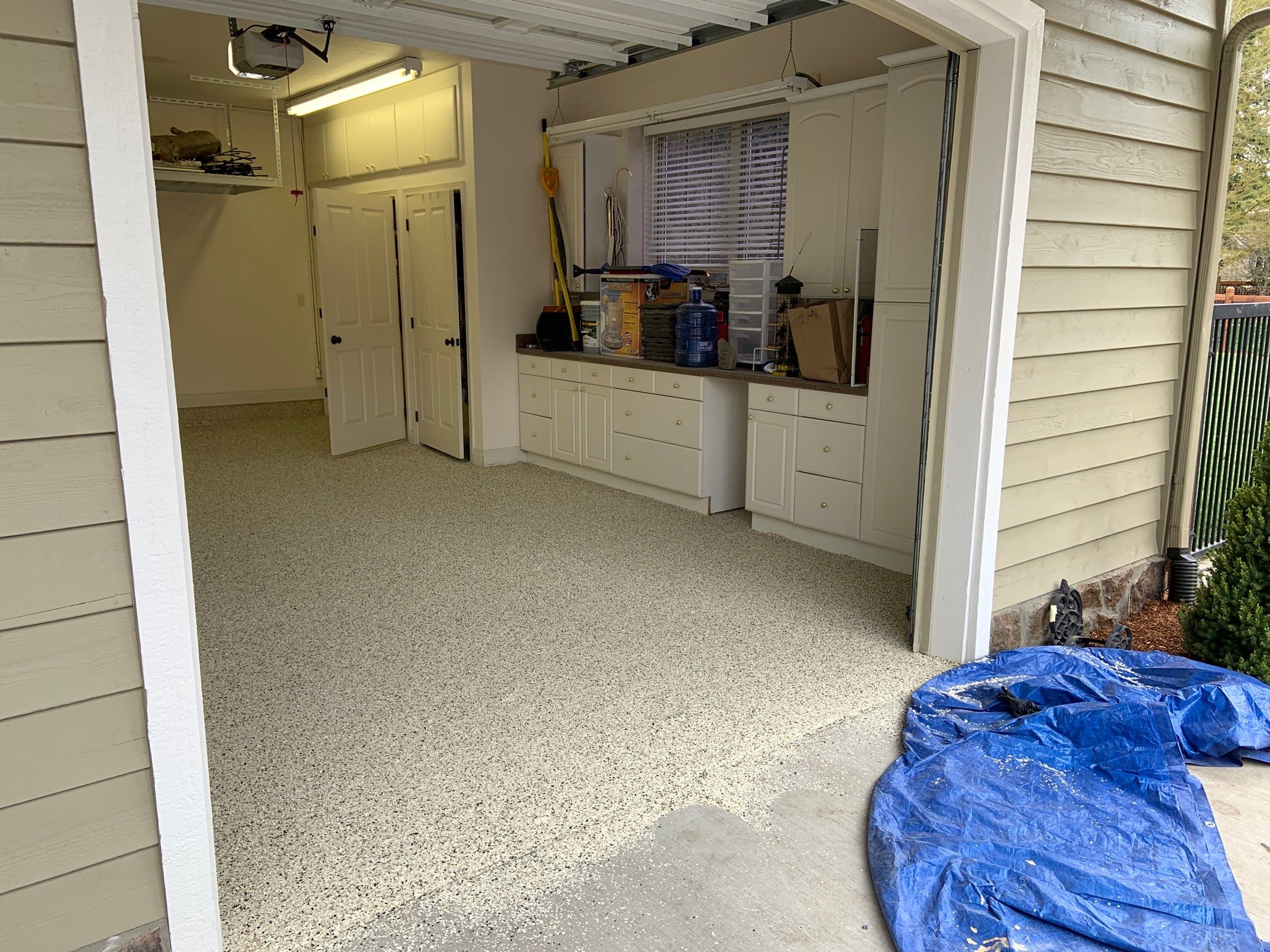 Garage Transformation using Driftwood Colorway by Croc Coatings, LLC