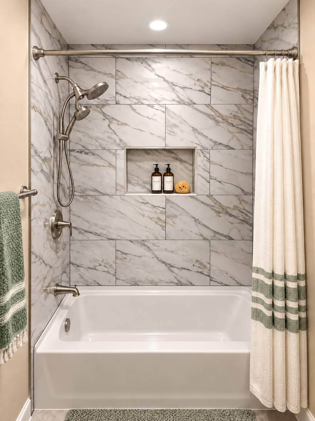 Modern Marble-Look Tub & Shower Bathroom Remodel by Remodel Now