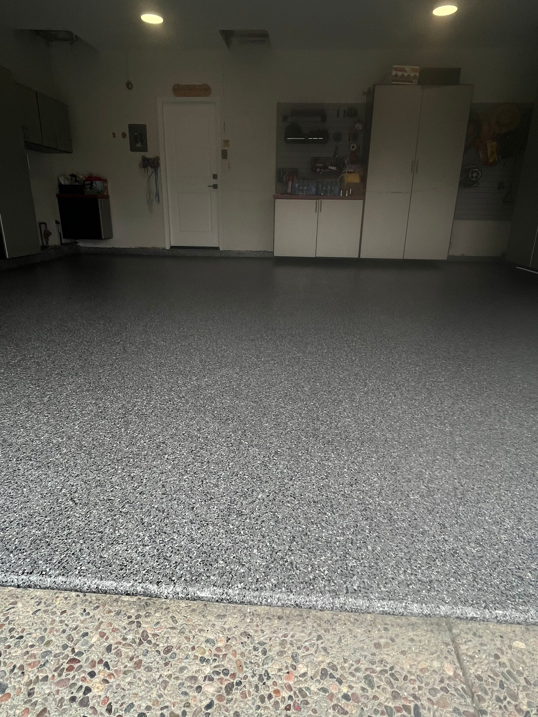 Garage Floor: Vinyl Chip using Midnight by J&C Concrete Restoration, Inc