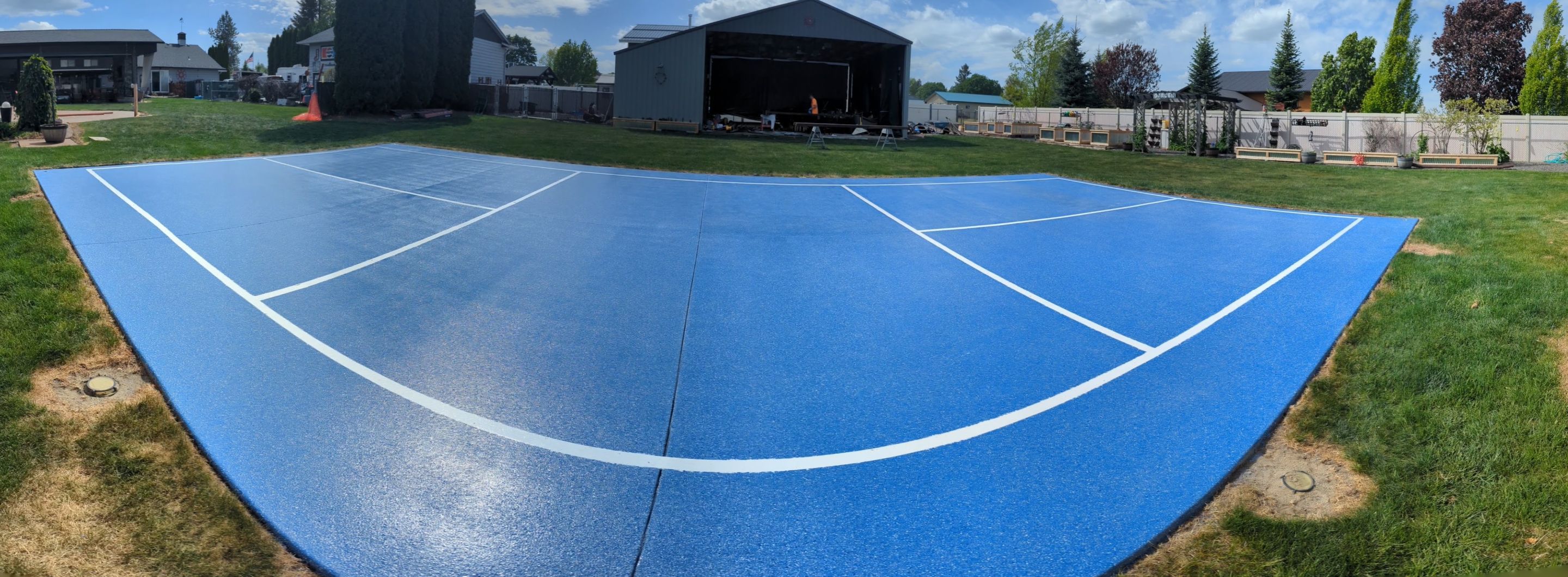 Sports Court Transformation using Ocean Hybrid by Croc Coatings, LLC