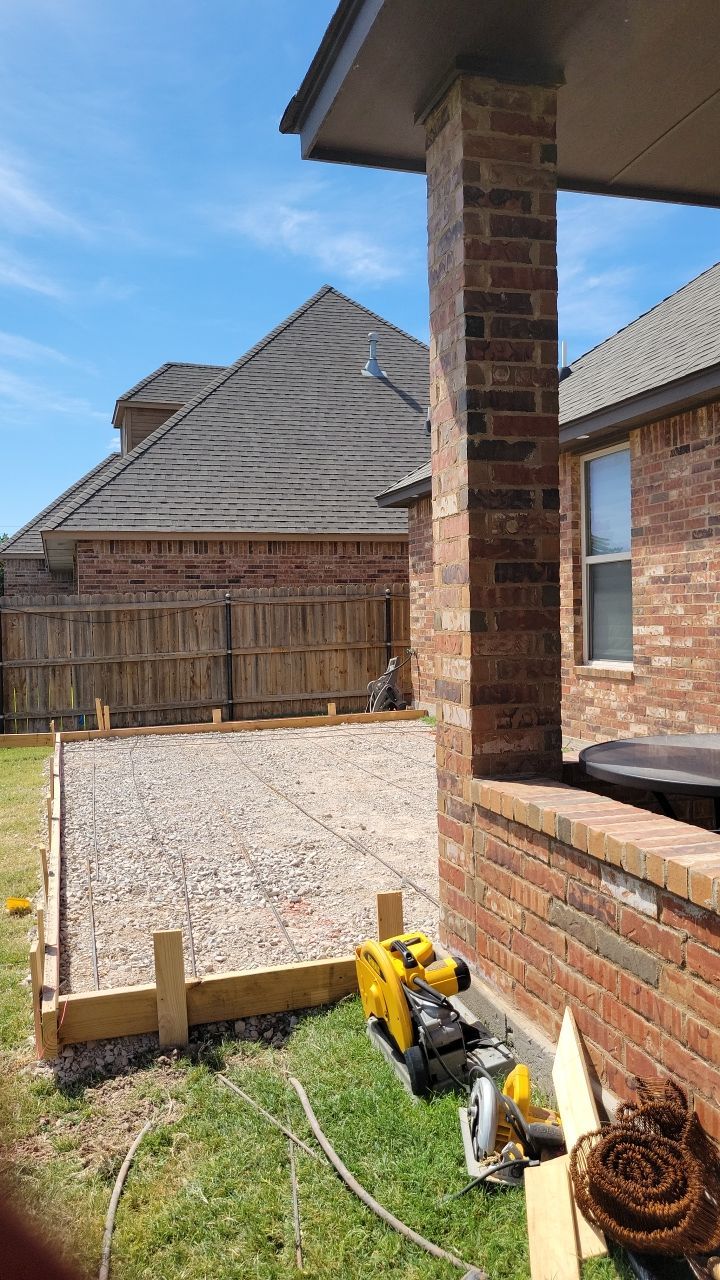 Concrete slab with Pergola by Clays Services Inc