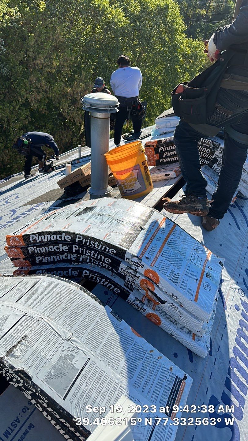 Residential Roofing Installation using Atlas Pinnacle Pristine Pewter Architectural Shingles by Frederick Roof Repair