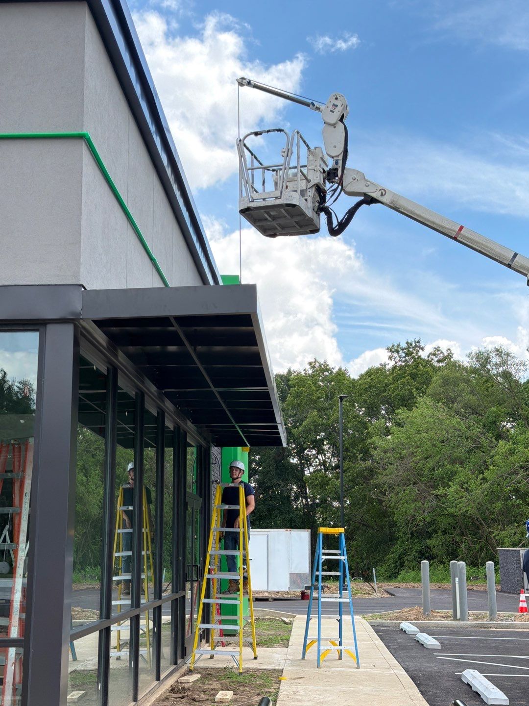 Subway Awning Installation in Granger by Hayes Design co