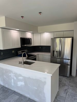Kitchen, renovation, tile work, flooring, plumbing, painting, trim work