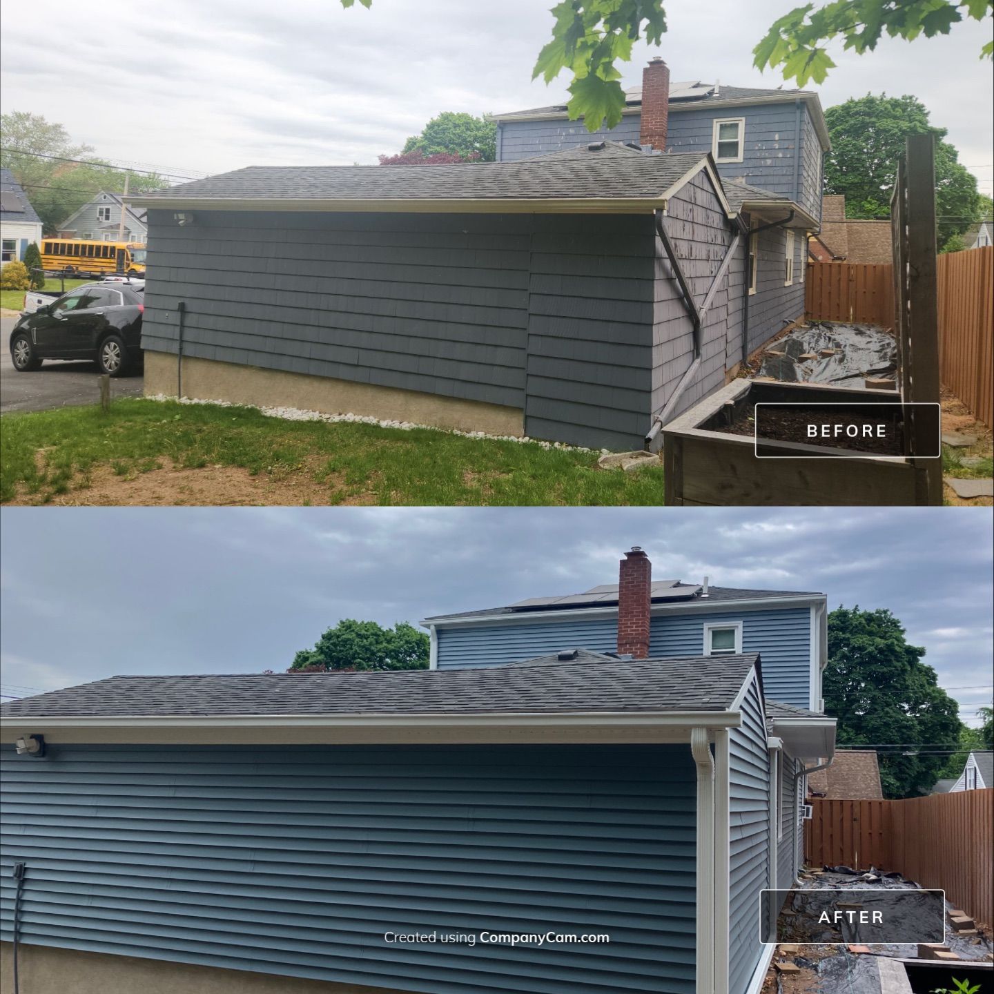 Siding Transformation with Cert Monogram D/4 x 12'6" clapboard, Wedgewood Blue by DiGiorgi Roofing and Siding Inc