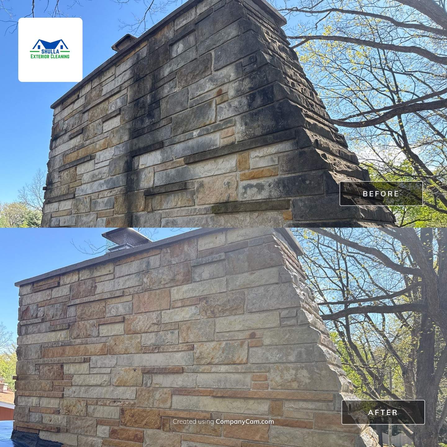 Stone Chimney Cleaning by Shulla Exterior Cleaning