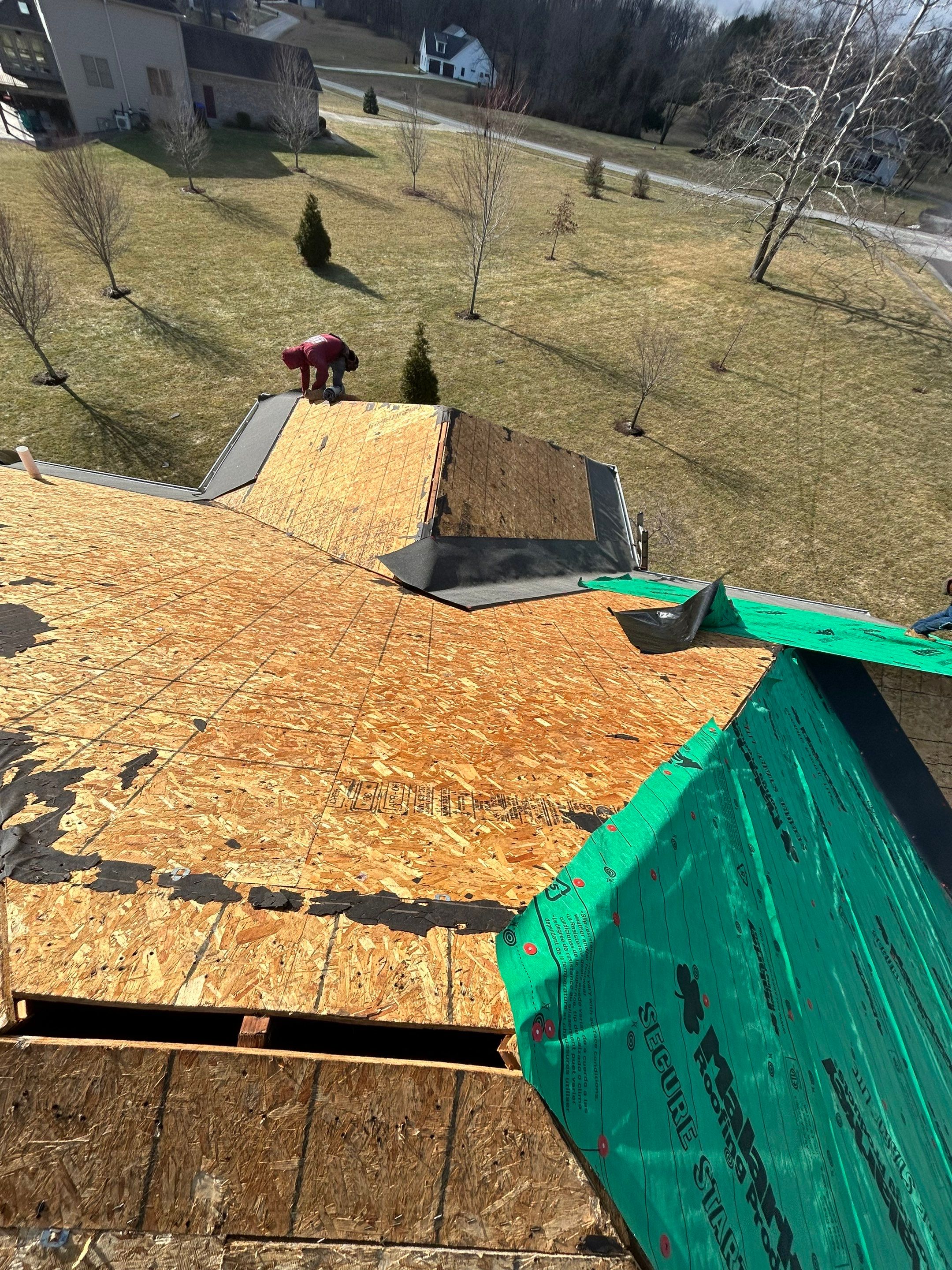 Residential Roofing Installation using Malarkey Vista AR Shingles (Black Oak) by Koontz Construction
