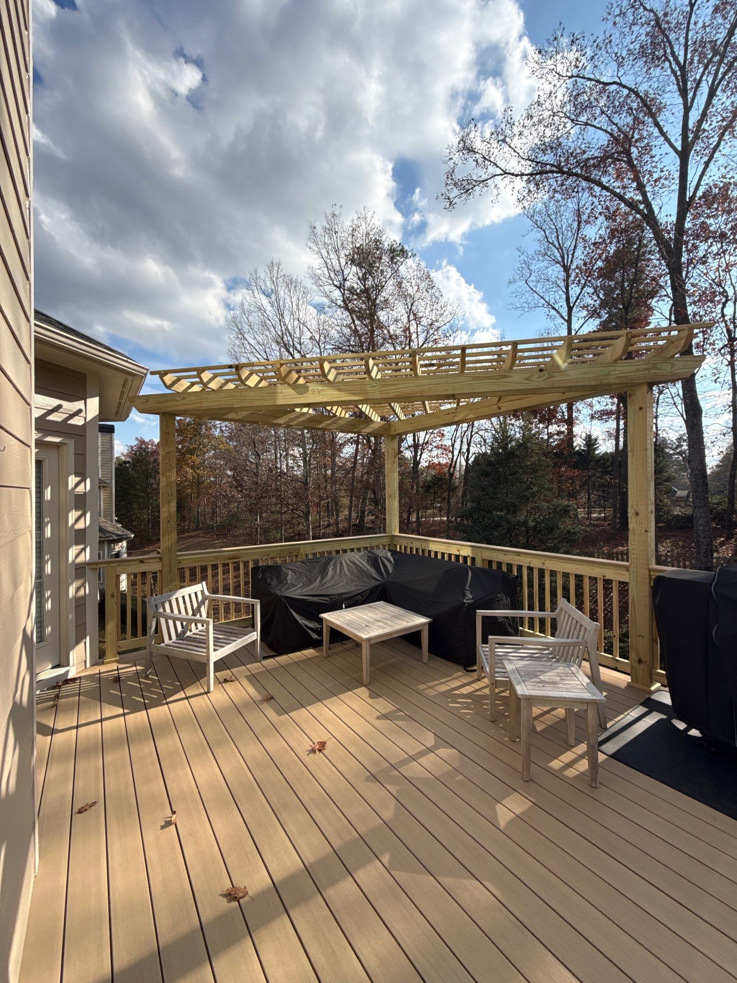 Multi-Level Deck Replacement With Custom Pergola In Woodstock by Swift Home Renovations 