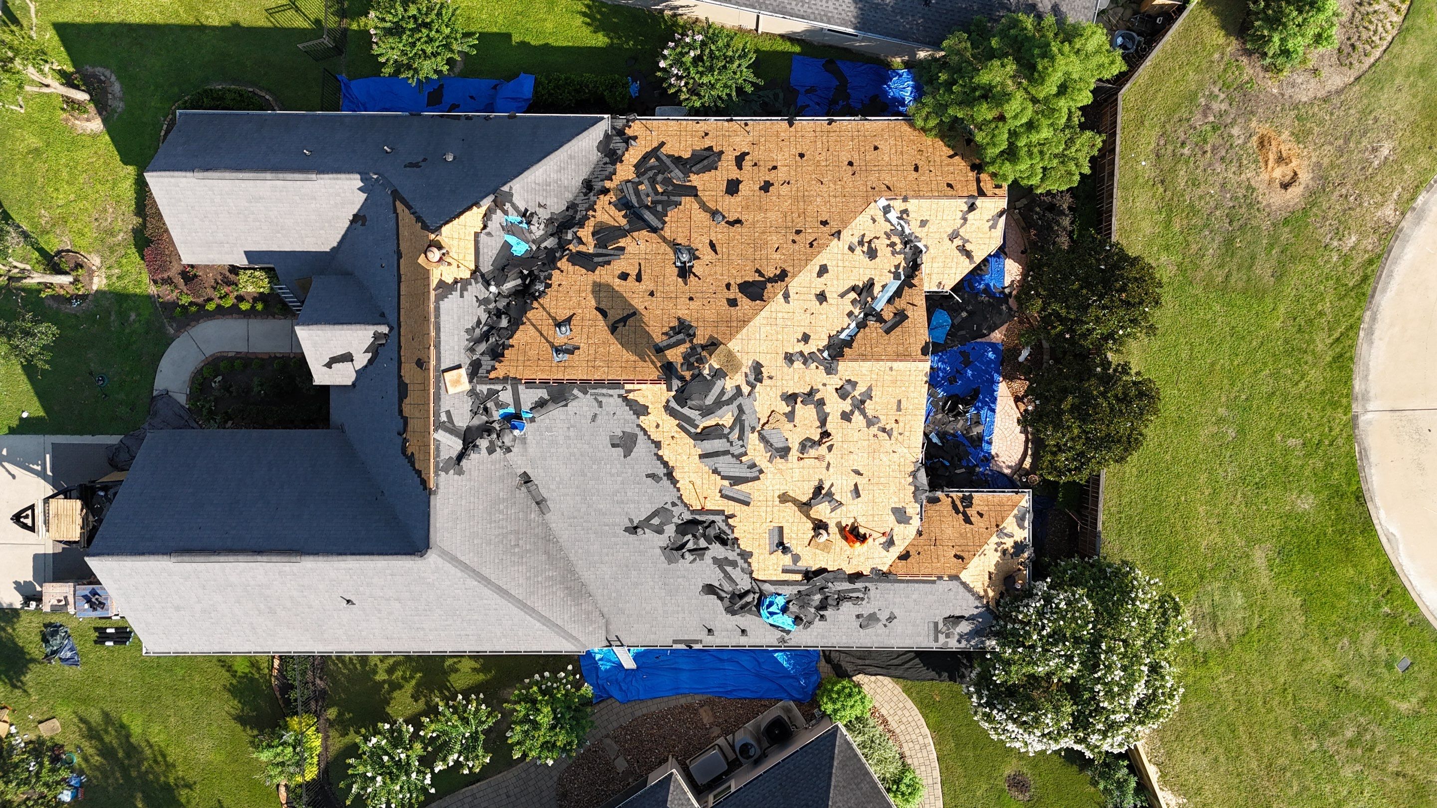 Residential Roofing Installation using Certainteed Landmark after last year's tornado in Cypress by Core Four Roofing