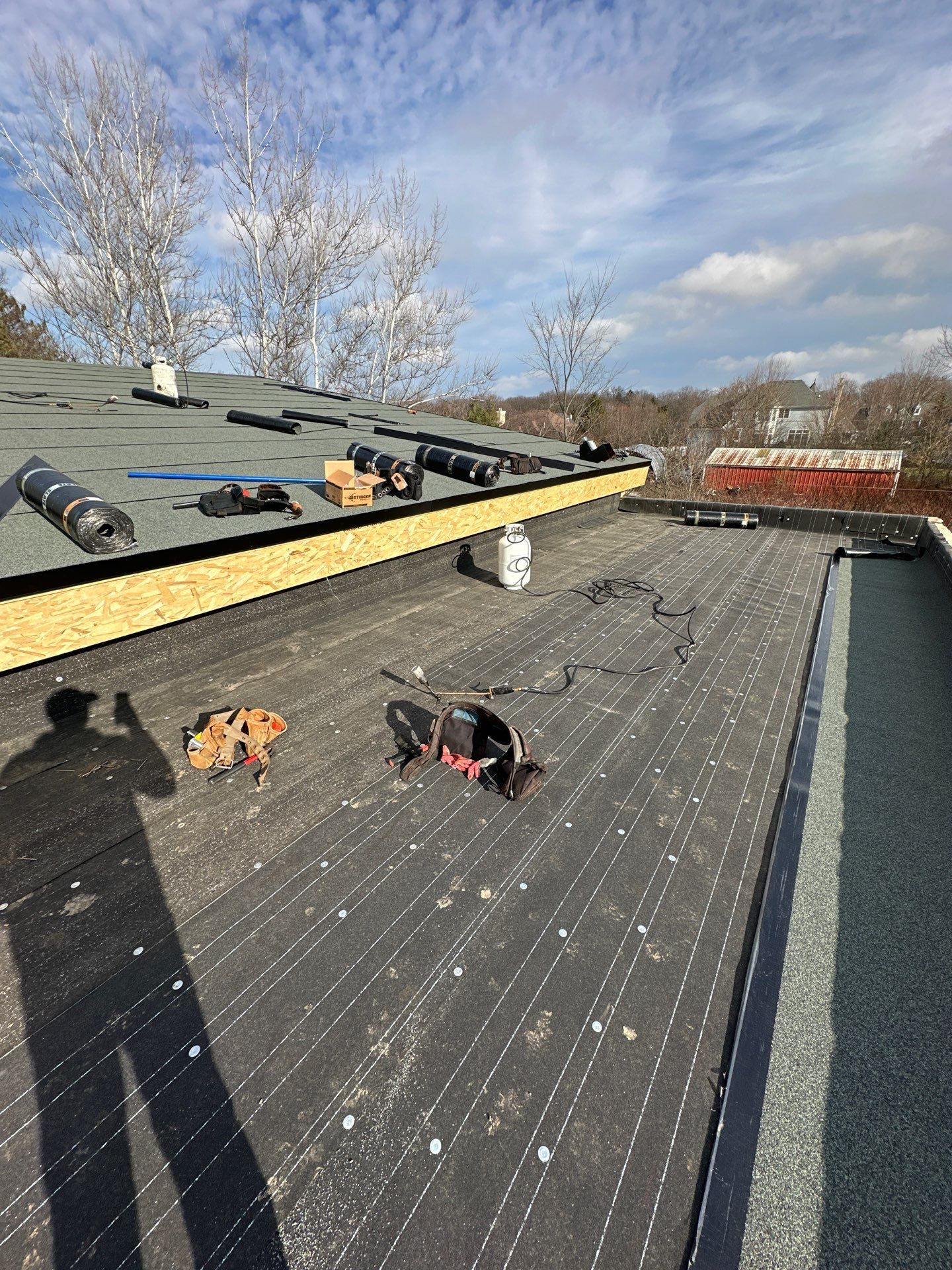 Residential Roofing Installation using Flat Roofing  by Perfect Exteriors Inc. 