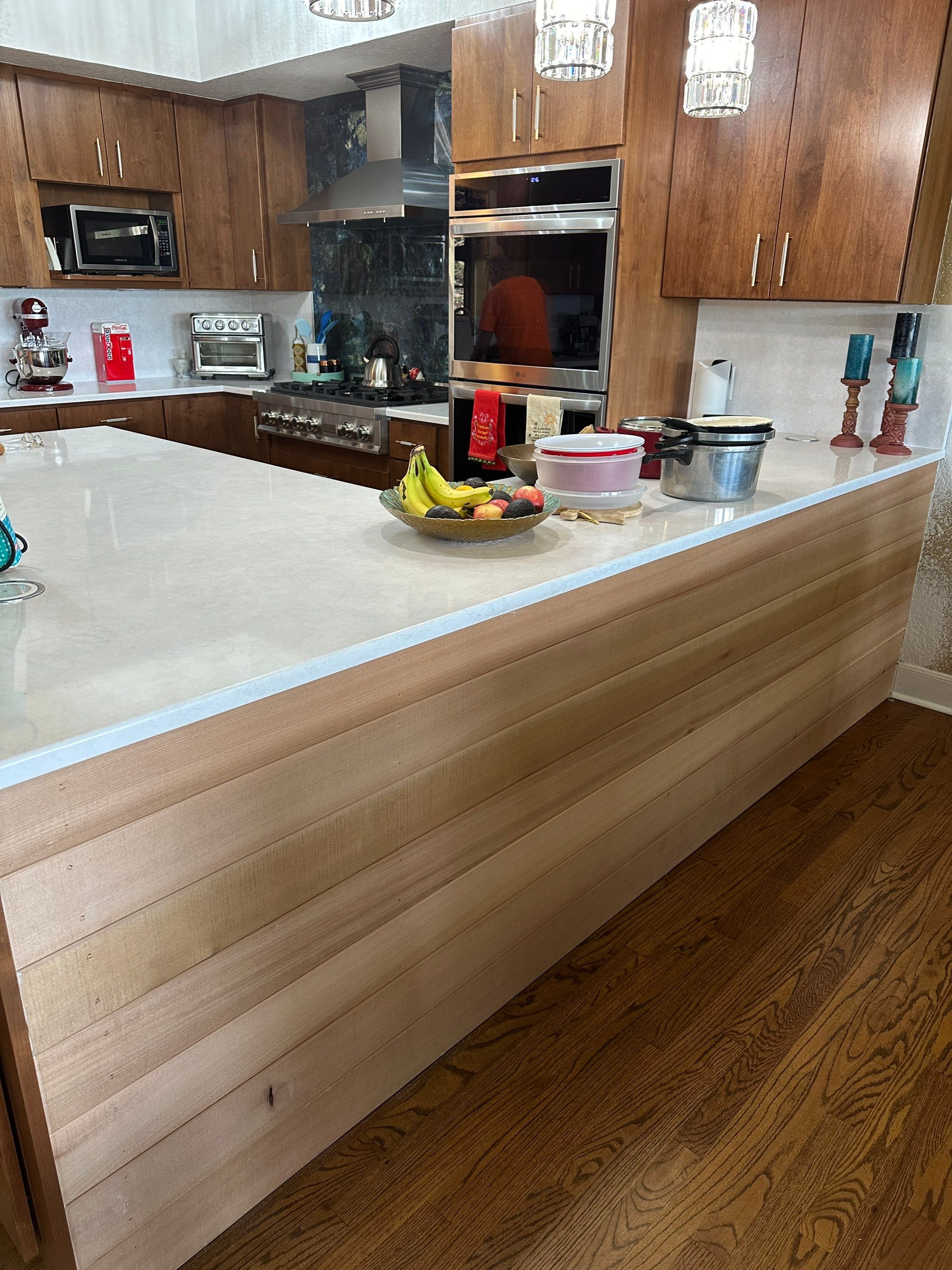 Custom Kitchen Renovation and Master Shower Installation in Pipe Creek by Mena stone surfaces