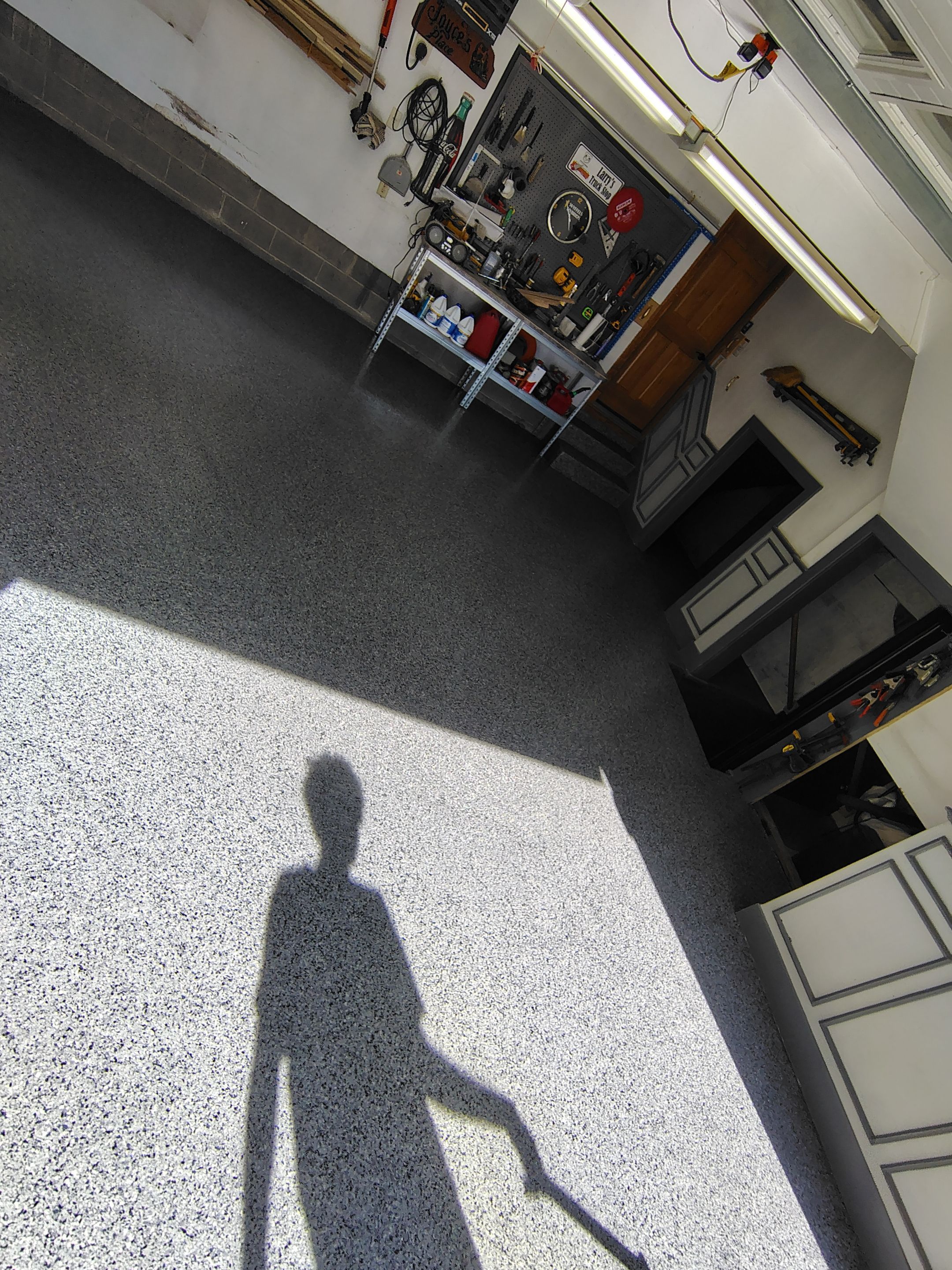 Nightfall Decorative Chip Garage Floor Coating in Luverne, Minnesota by Select Painting, Coatings & Garage Cabinets