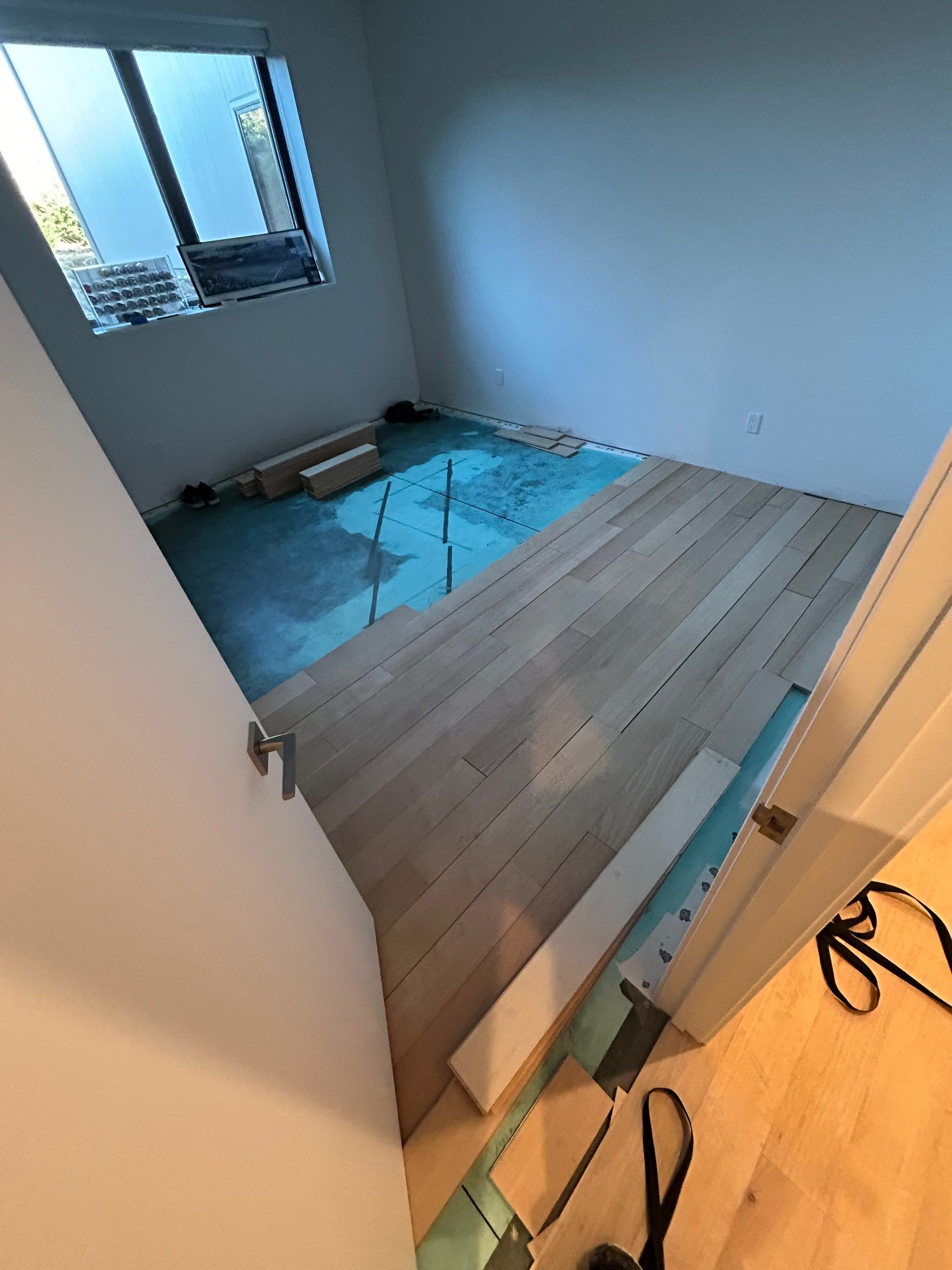 Basement Remodel using Engineered White Oak by RTBaldwin Hardwood Floors
