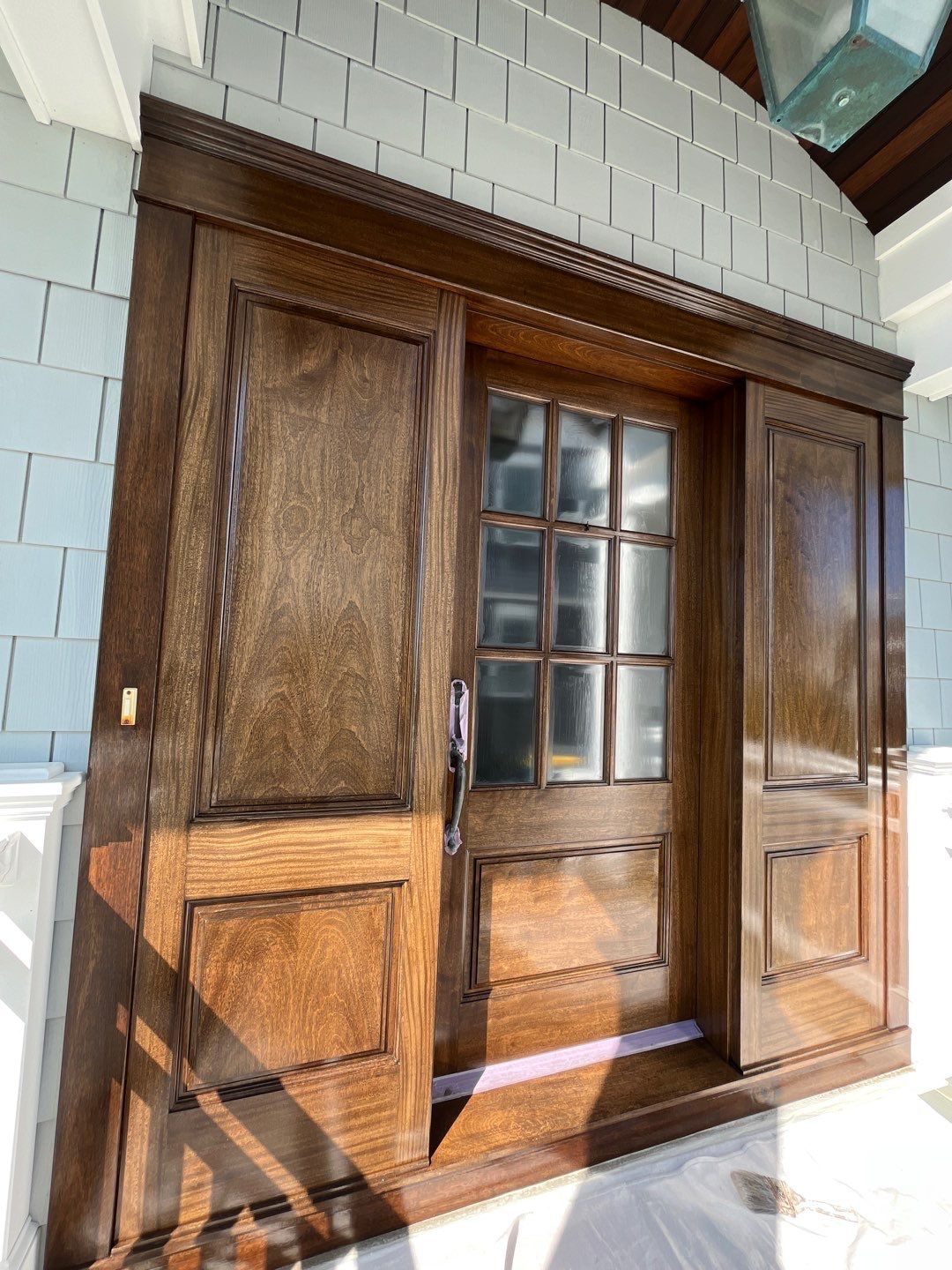 Custom Mahogany Entry Door Staining and Refinishing in Ocean City by FreshCoat Works LLC