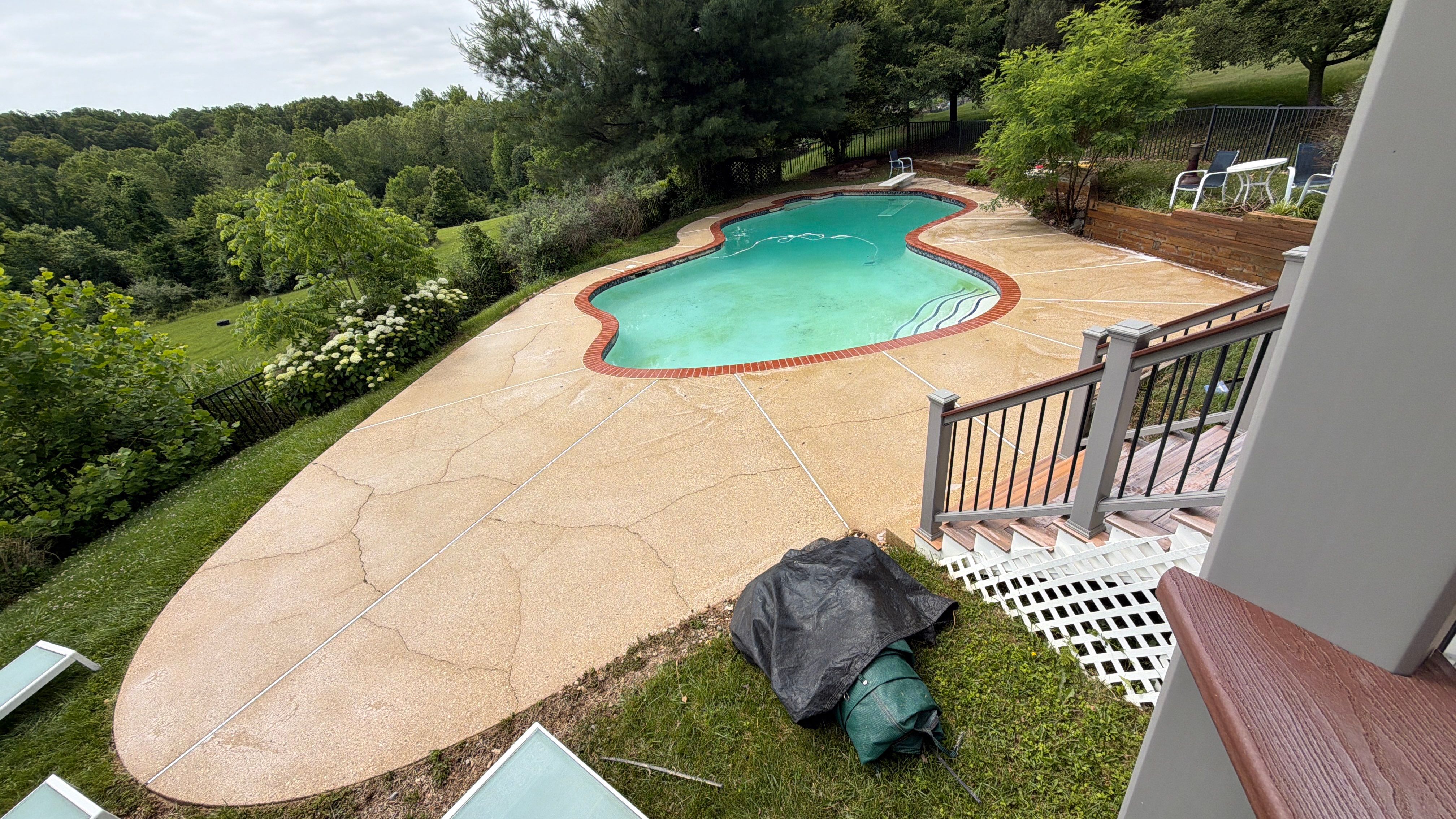 Exterior House Washing and Pool Deck Restoration in West Friendship by Baltimore Pressure Washers Inc.