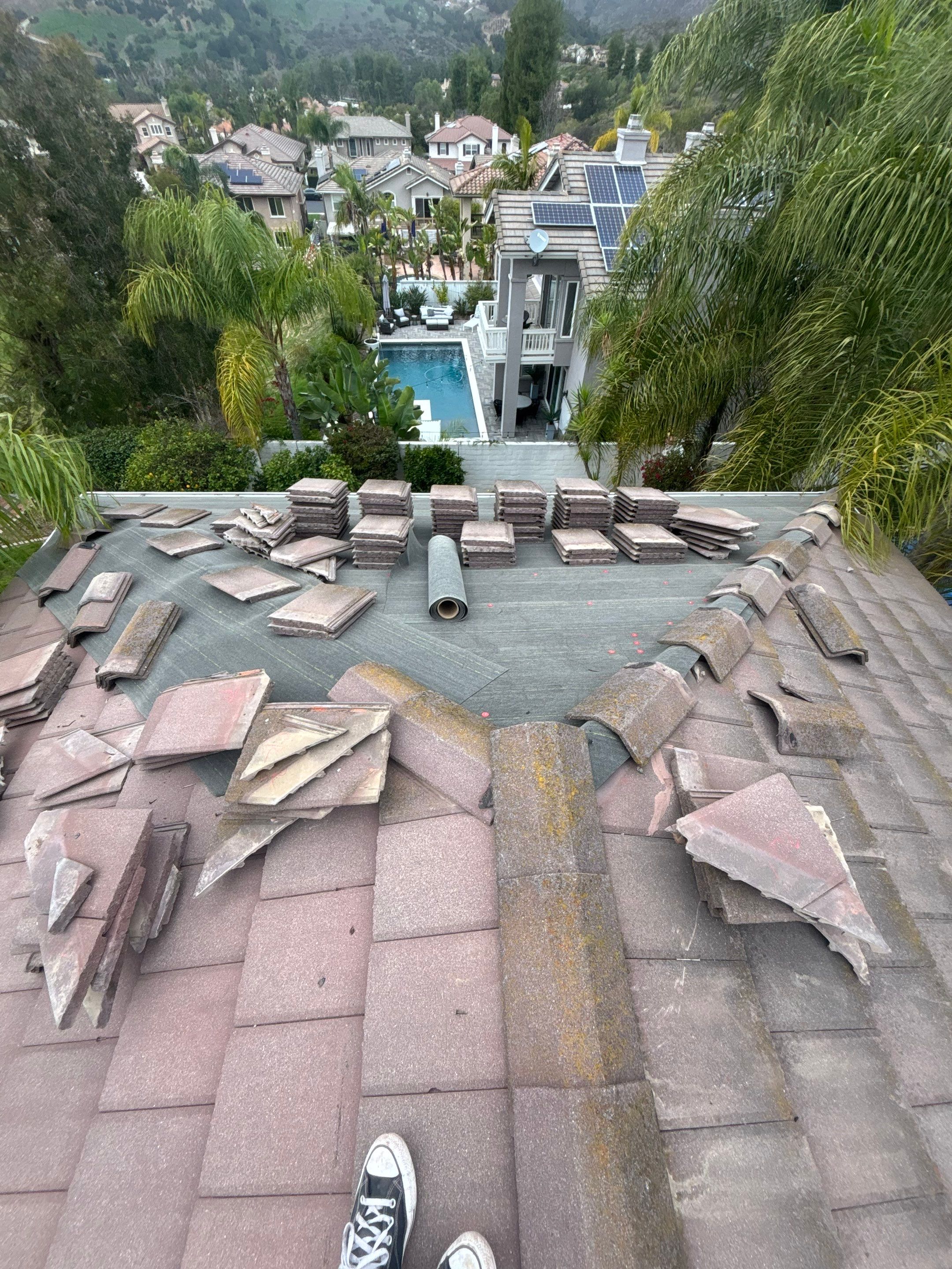 Escondido, CA | Concrete Tile Roof Lift & Lay with Solar Integration by Zenith Roofing Services
