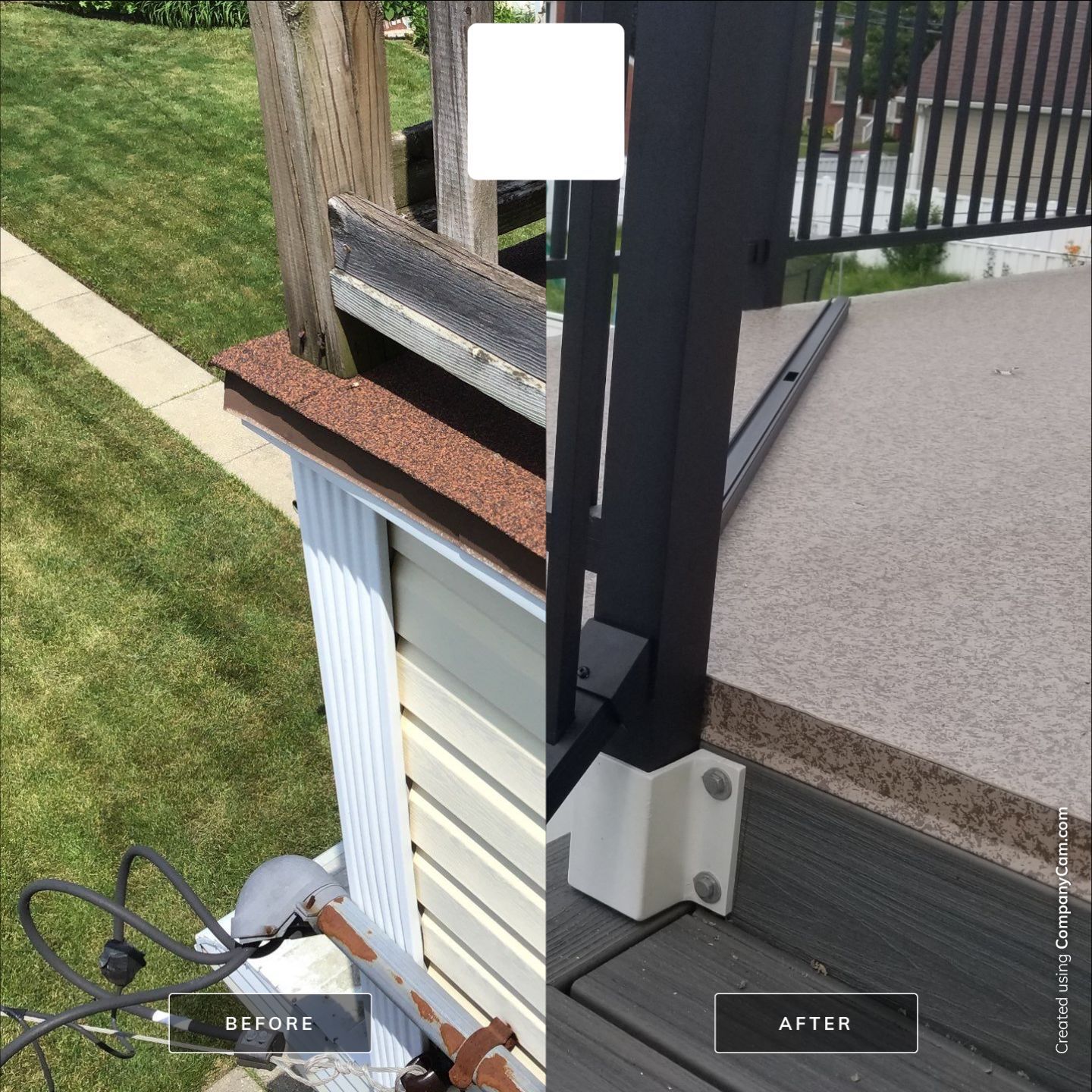 Rebuild balcony flat roofing TREX decking stairway and Railings in Wyandotte, MI by Northwest Construction 