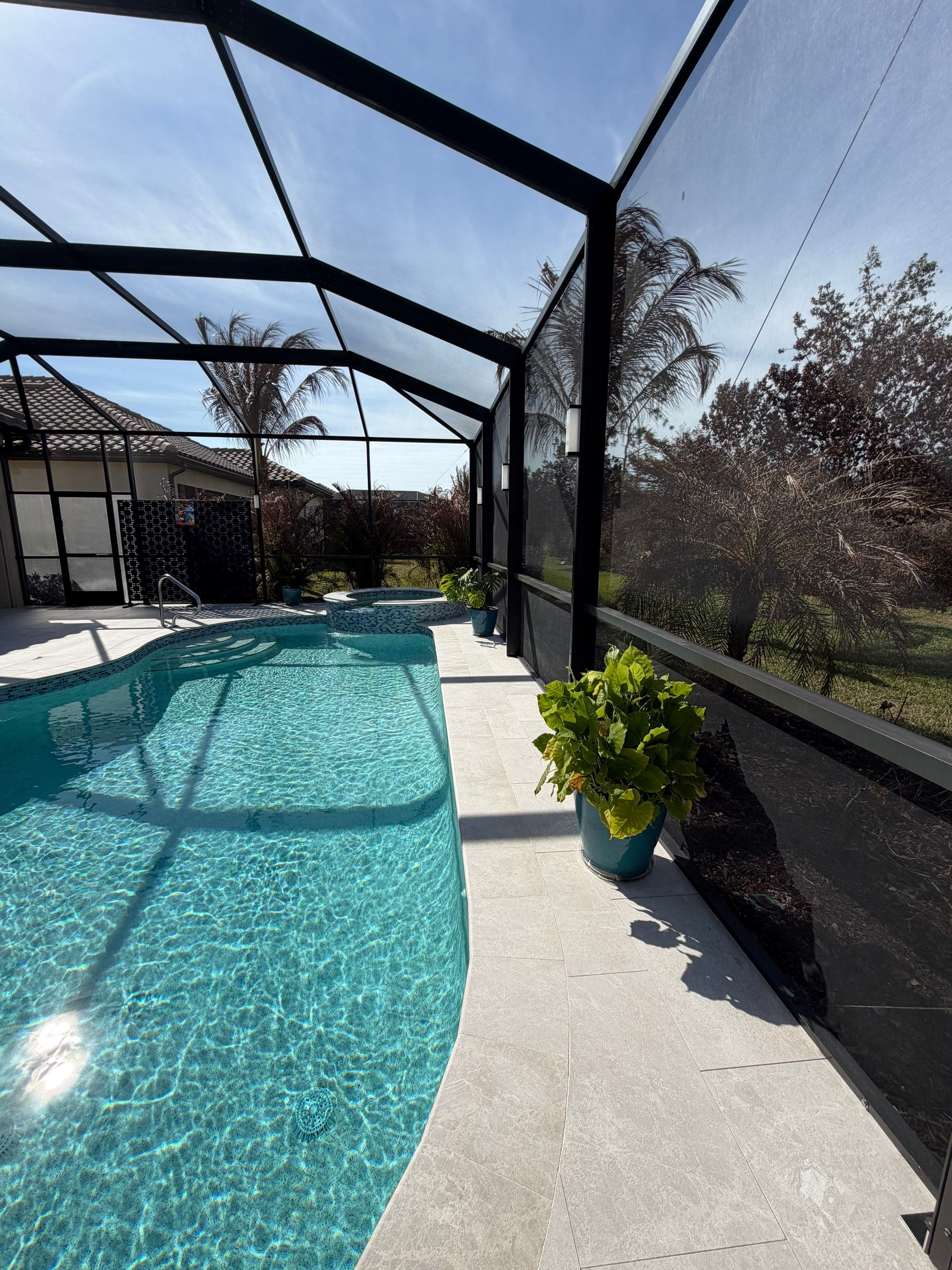 Pool Deck Renovation | Pool Coping & Tile Upgrade | Textured Marble Natural Stone - Bonita National Golf & Country Club by Old Town Pavers Llc