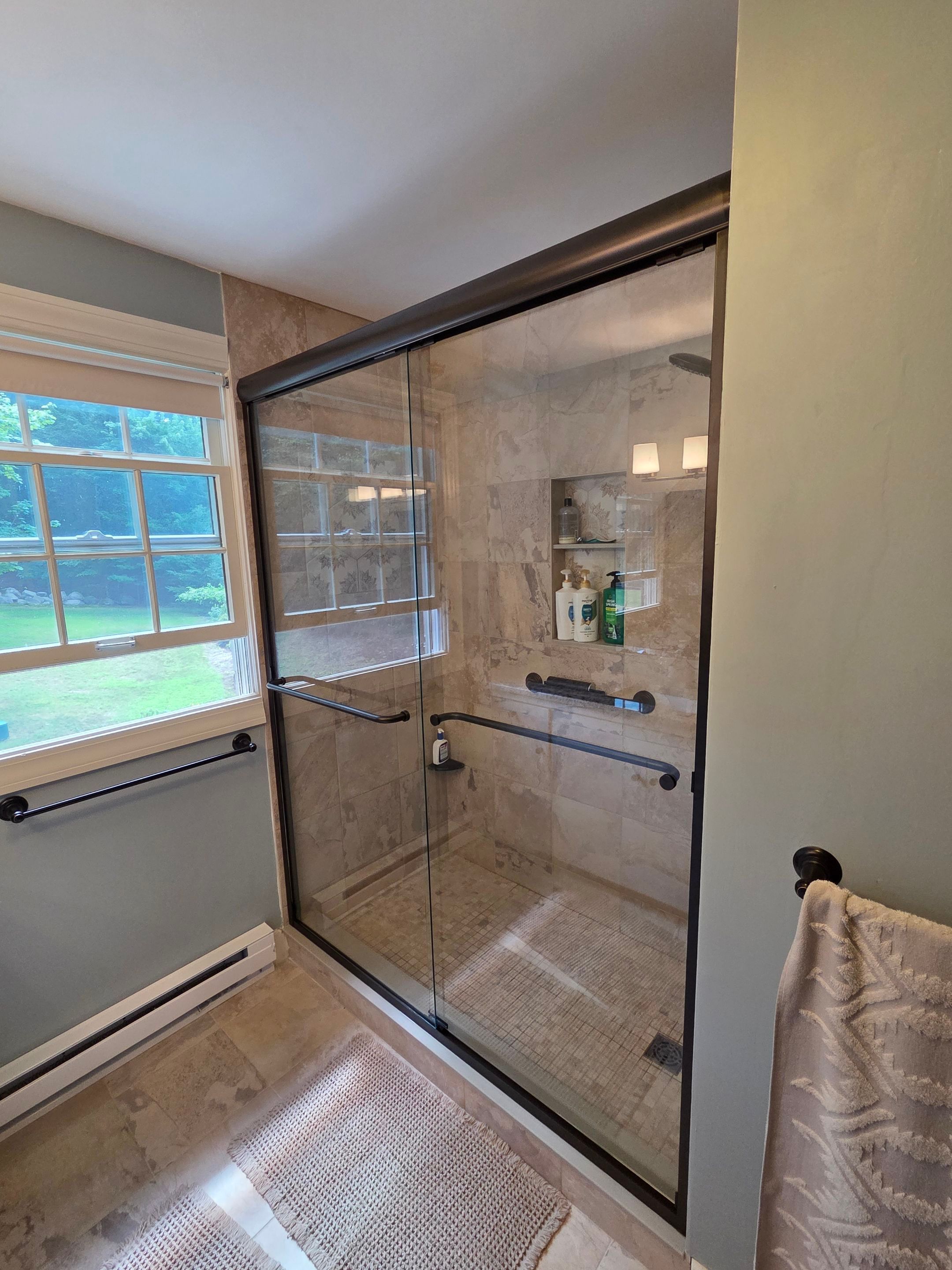 Bathroom Remodel using Alumax Shower by Cheshire Glass Company