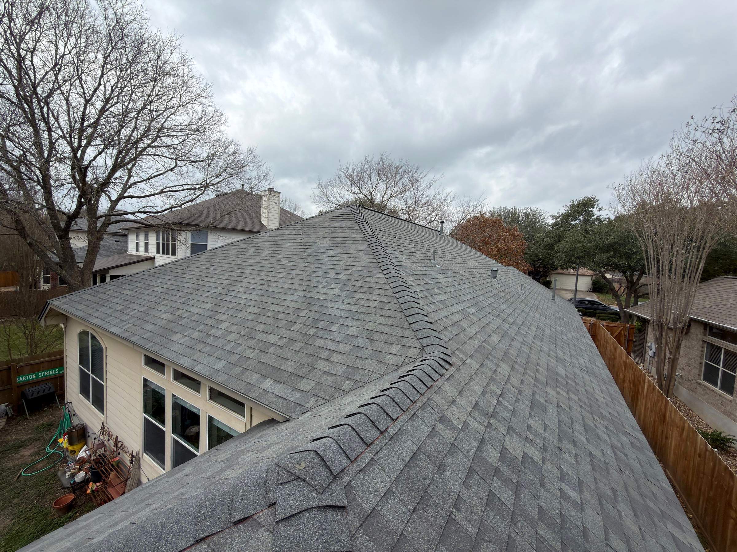 Estate Gray Shingle Roof Replacement in Southeast Austin by Skywall Construction LLC