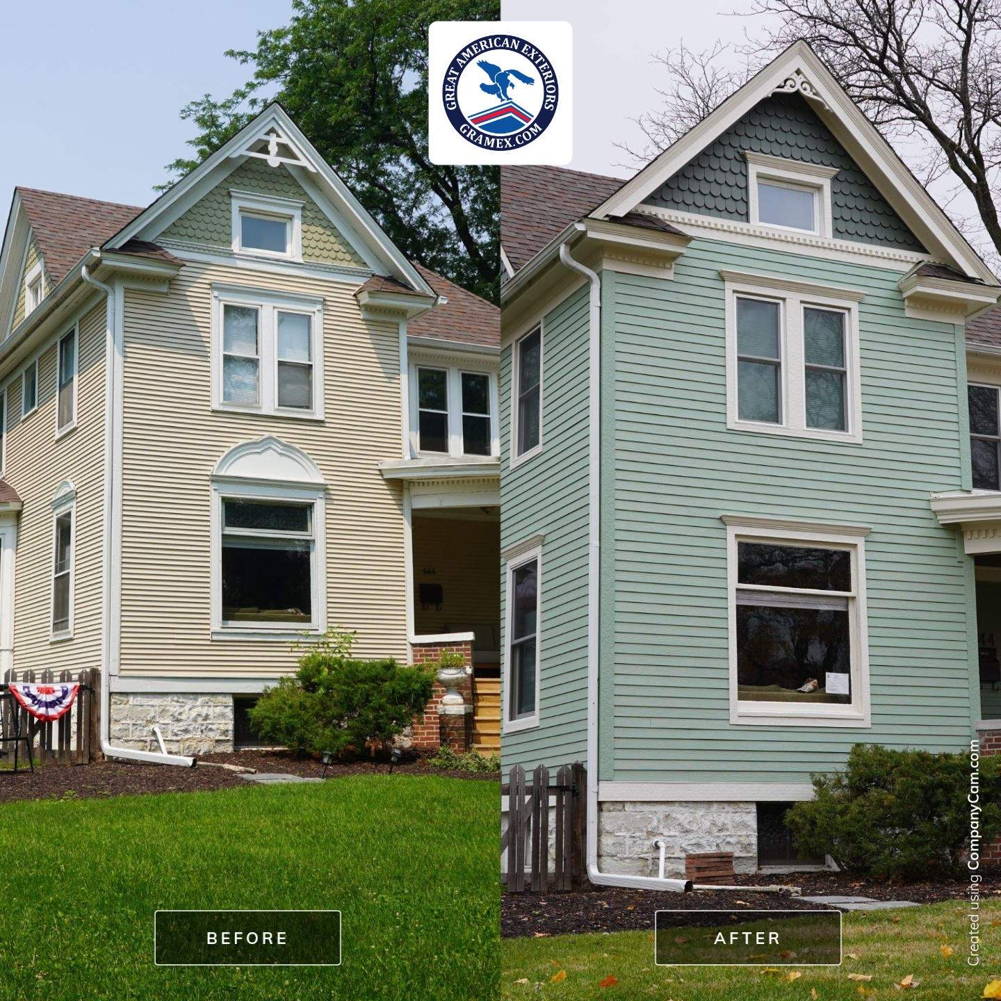 Glen Ellyn Exterior Renovation Featuring James Hardie Siding and Porch Restoration by Great American Exteriors