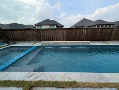 Geometric Pool with Raised Spa and Tanning Ledge