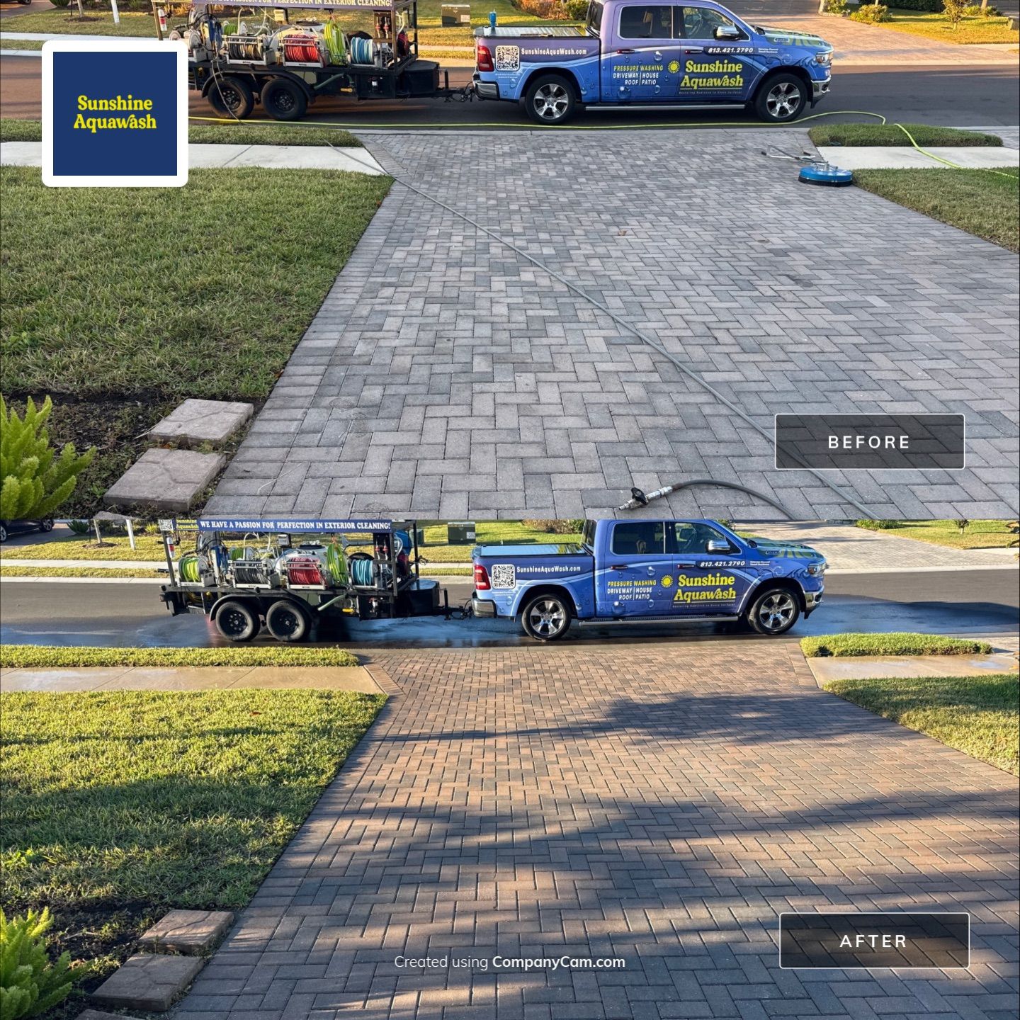 Paver Driveway Cleaning & Sidewalks in Trevesta Palmetto FL by Sunshine AquaWash